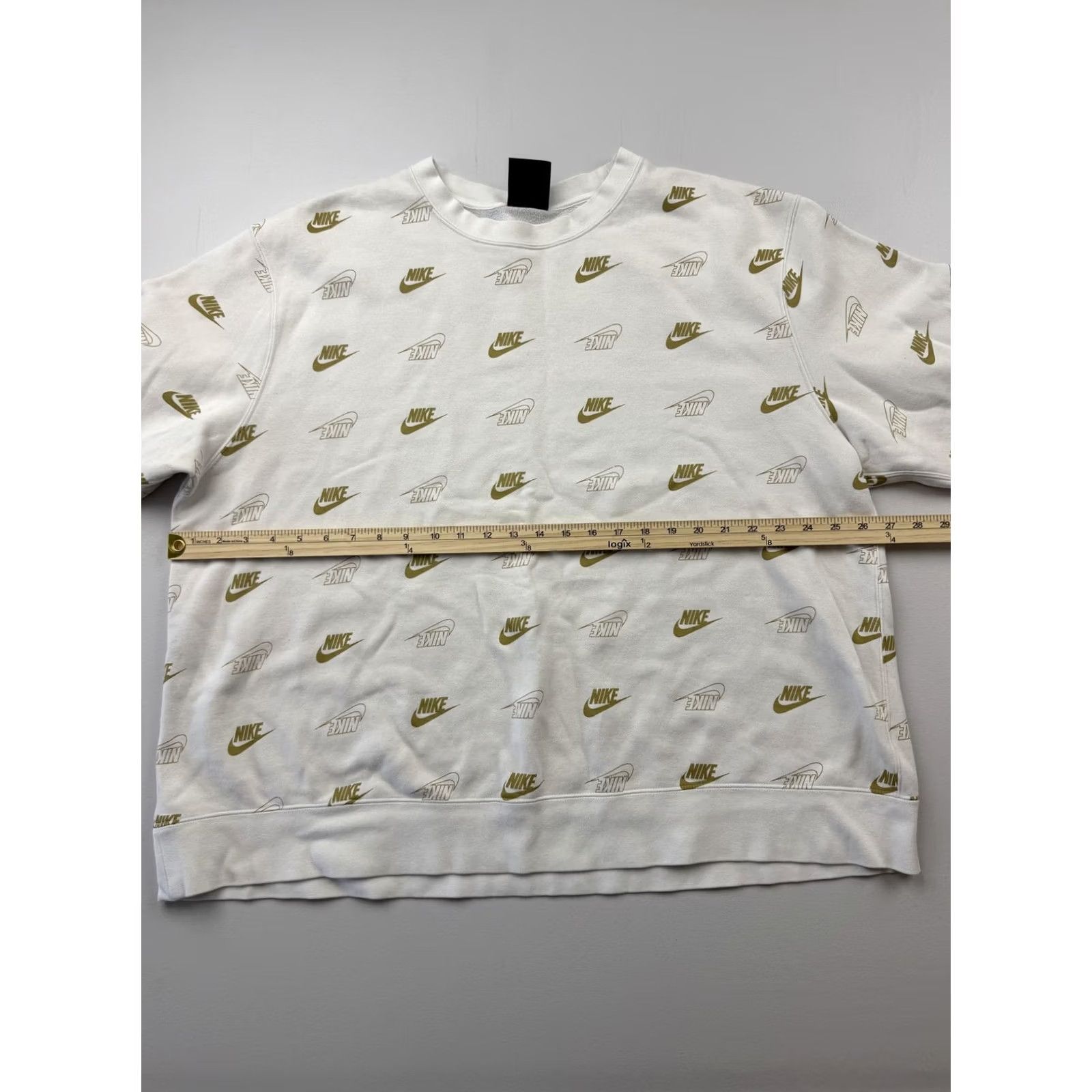 Nike Nike Mens 2XL White Fleece Crewneck Pullover Allover Logo Graphic Sweatshirt Size US XXL / EU 58 / 5 - 5 Thumbnail