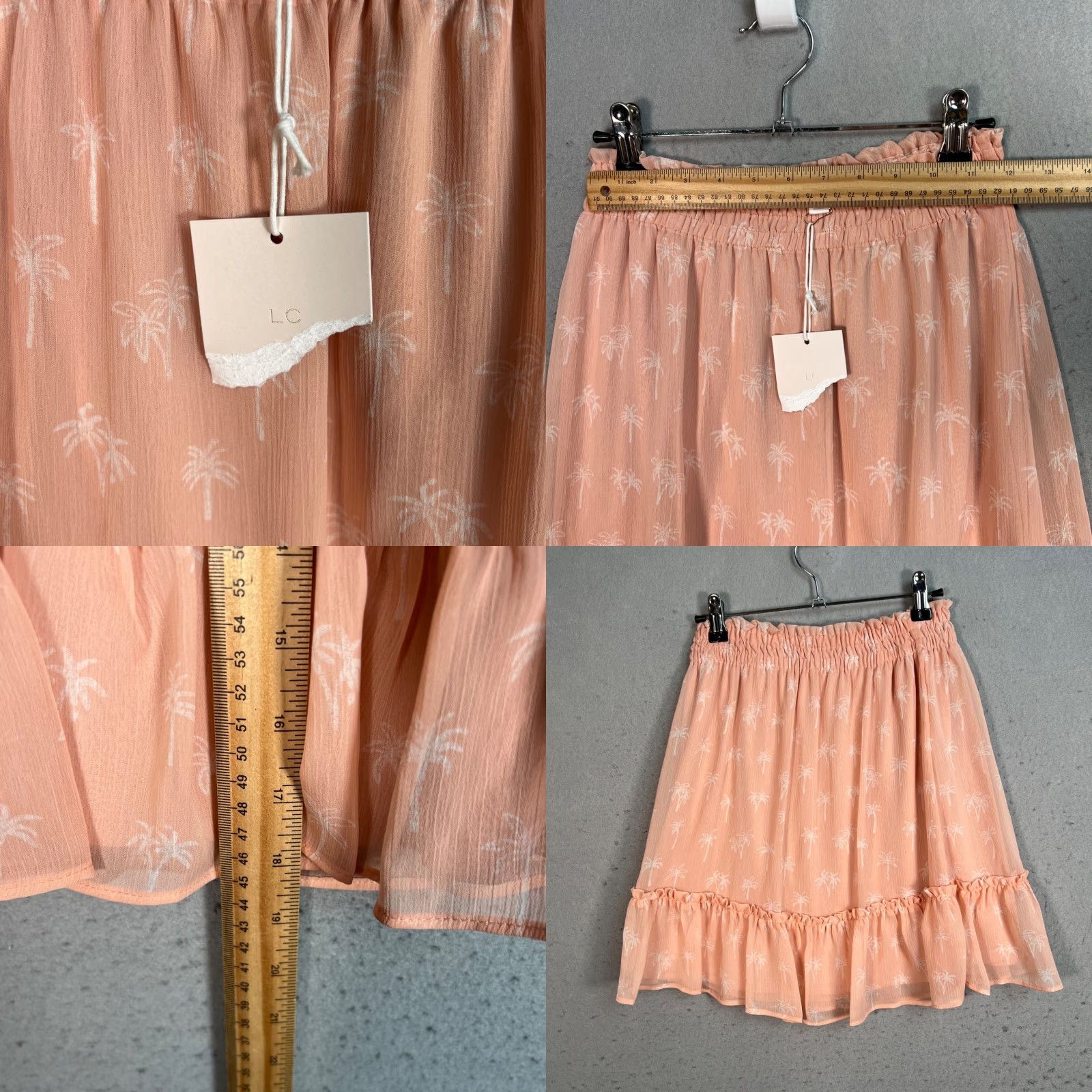 Vintage LC Lauren Conrad Peach Palm Tree Print Blouse XS & Skirt S Set NEW! Size XS / US 0-2 / IT 36-38 - 9 Thumbnail
