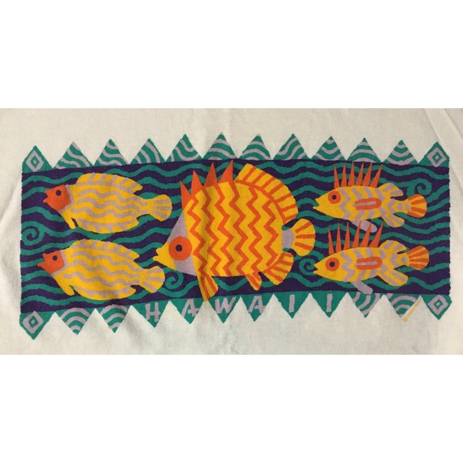 Vintage VINTAGE 90s Hawaii Abstract Fish T-Shirt XL White USA Surf Beach Ocean Graphic Tee Men Size US XL / EU 56 / 4 - 3 Thumbnail