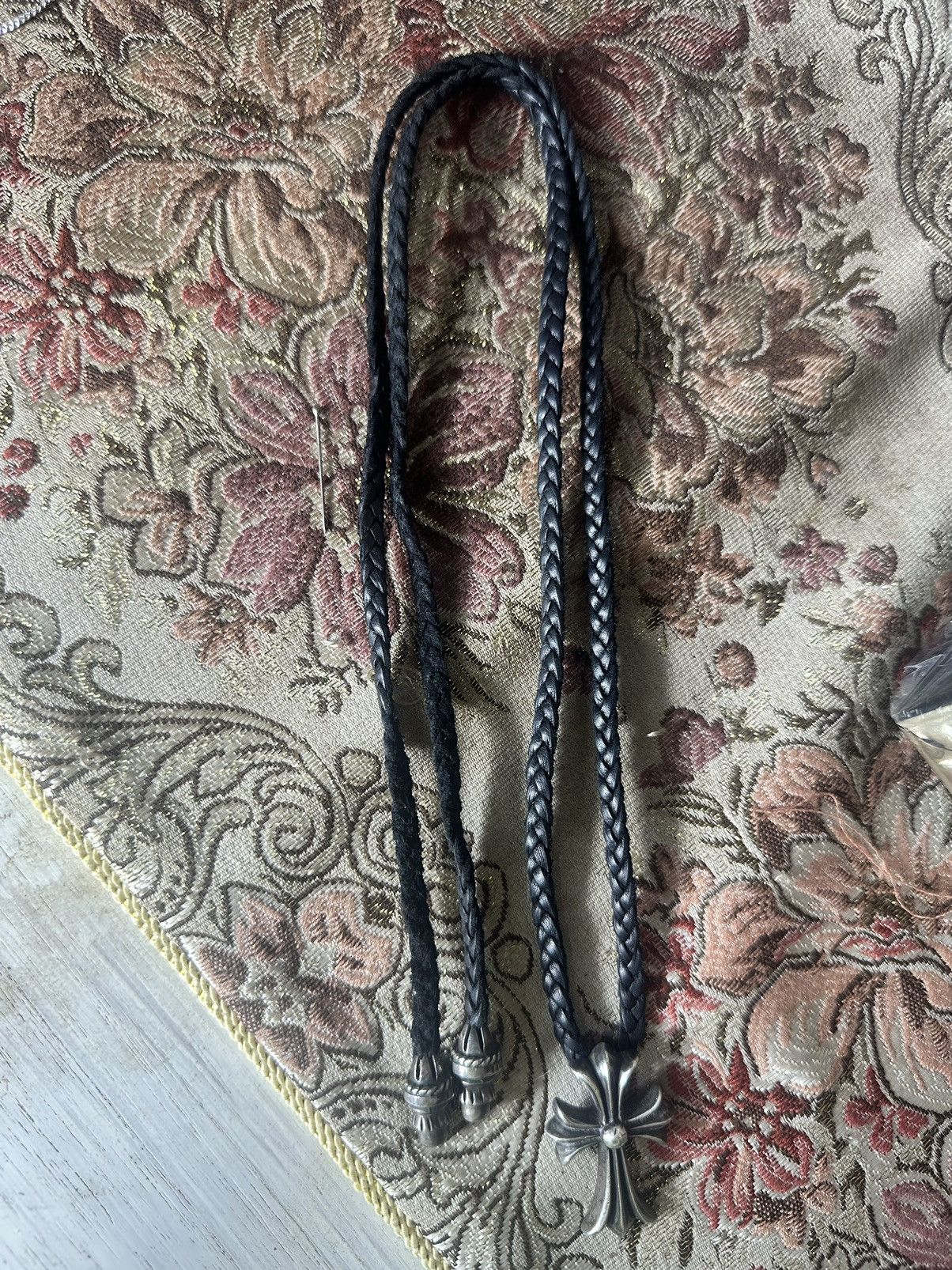 Chrome Hearts Chrome Hearts Cross Leather Braid Bolo Necklace | Grailed