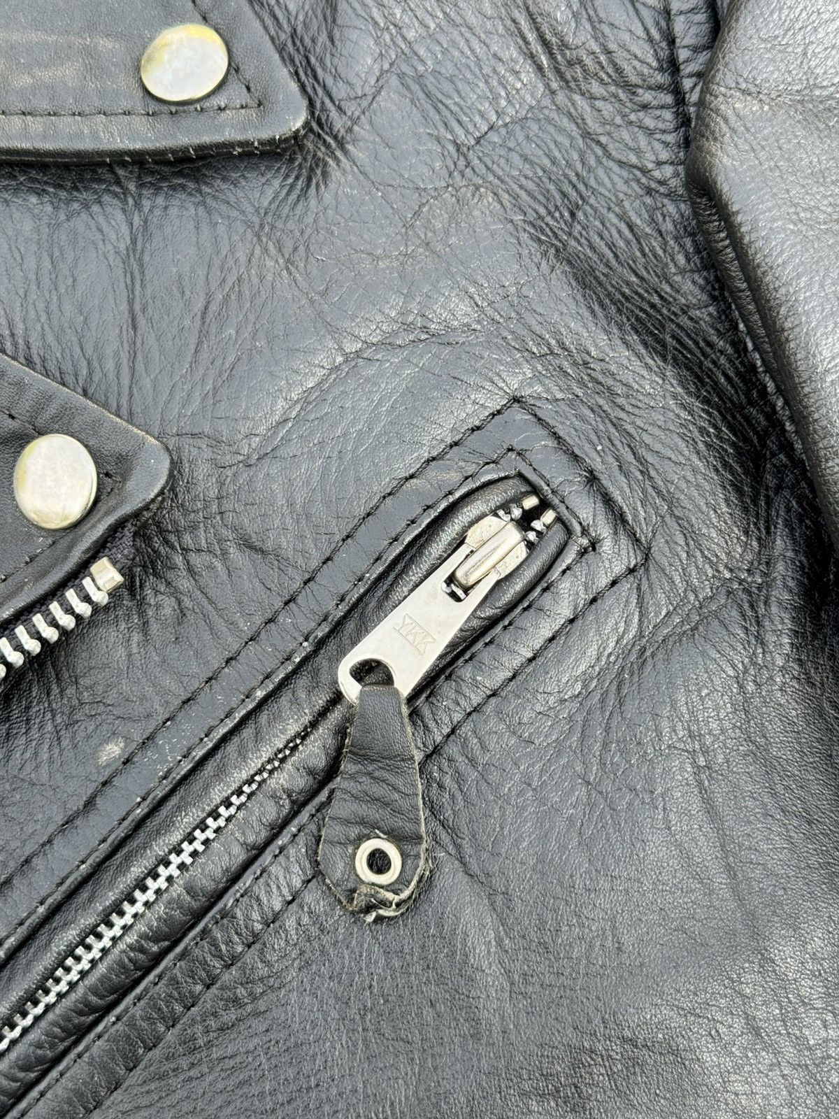Vintage vintage distressed black BLL genuine cowhide leather biker Size US M / EU 48-50 / 2 - 8 Thumbnail