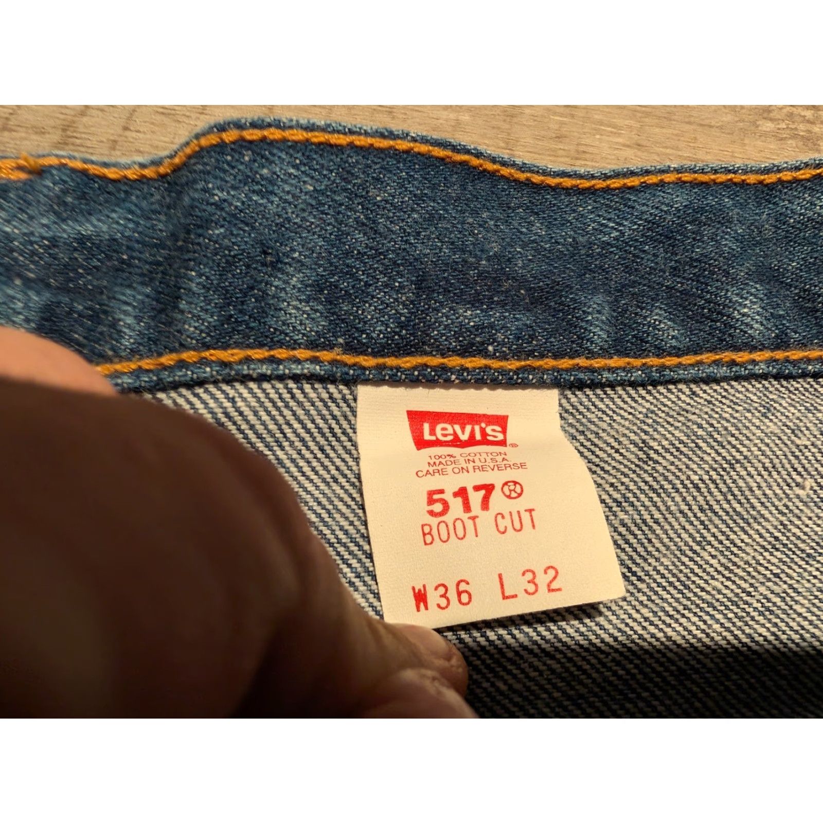 Levi's VINTAGE Levi's 517 Jeans Men 36x28 Dark Blue 90s Retro USA Made Five-Pocket Straight Mens Size US 36 / EU 52 - 7 Thumbnail