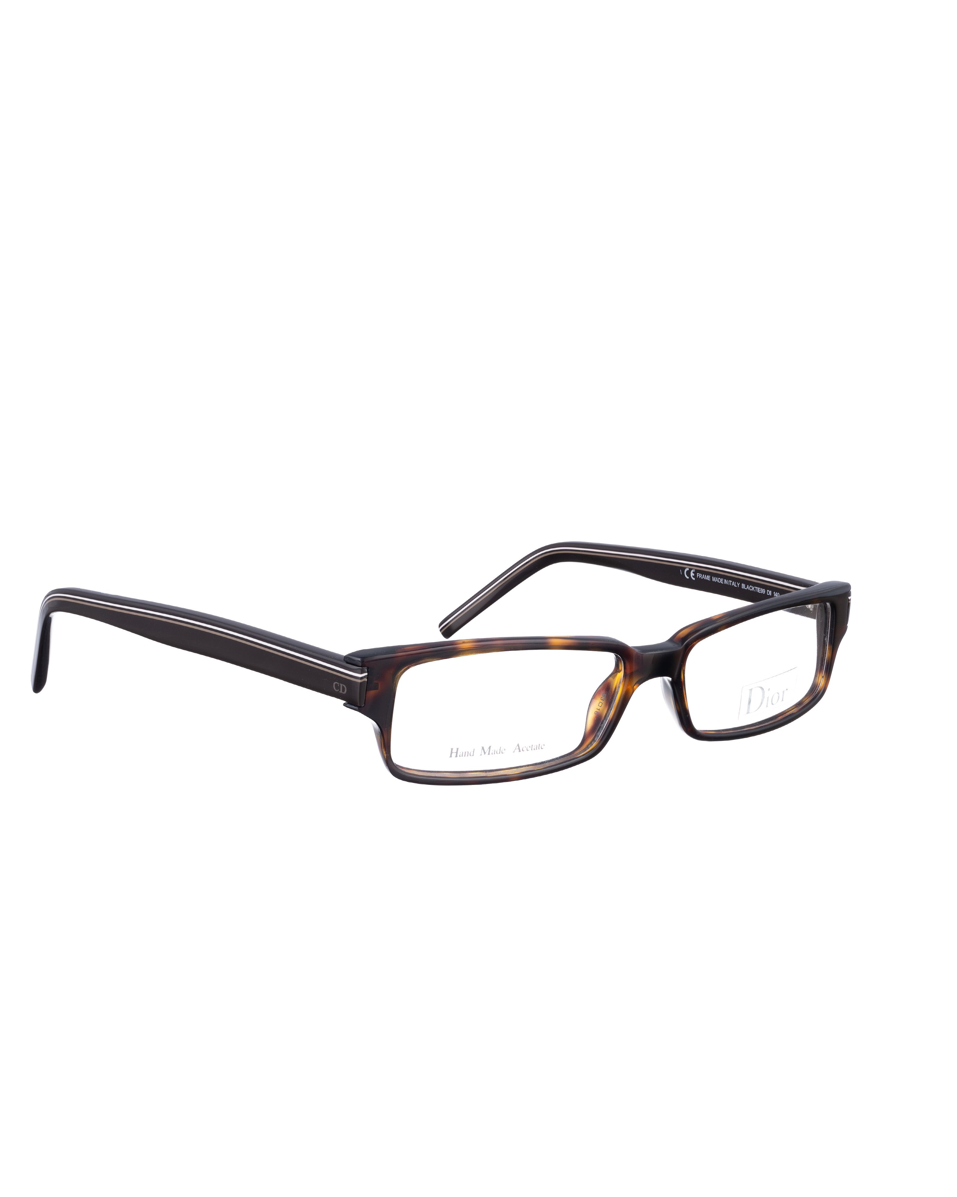 Dior Dior 00s Brown Rectangular Plastic Glasses with Stripes Size ONE SIZE - 2 Thumbnail