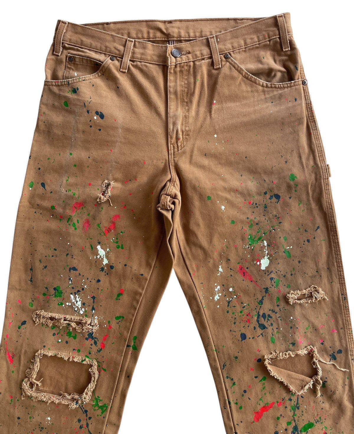 Vintage Dickies Paint Splatter Duck Fabric Distressed Carpenter Size US 33 - 6 Thumbnail