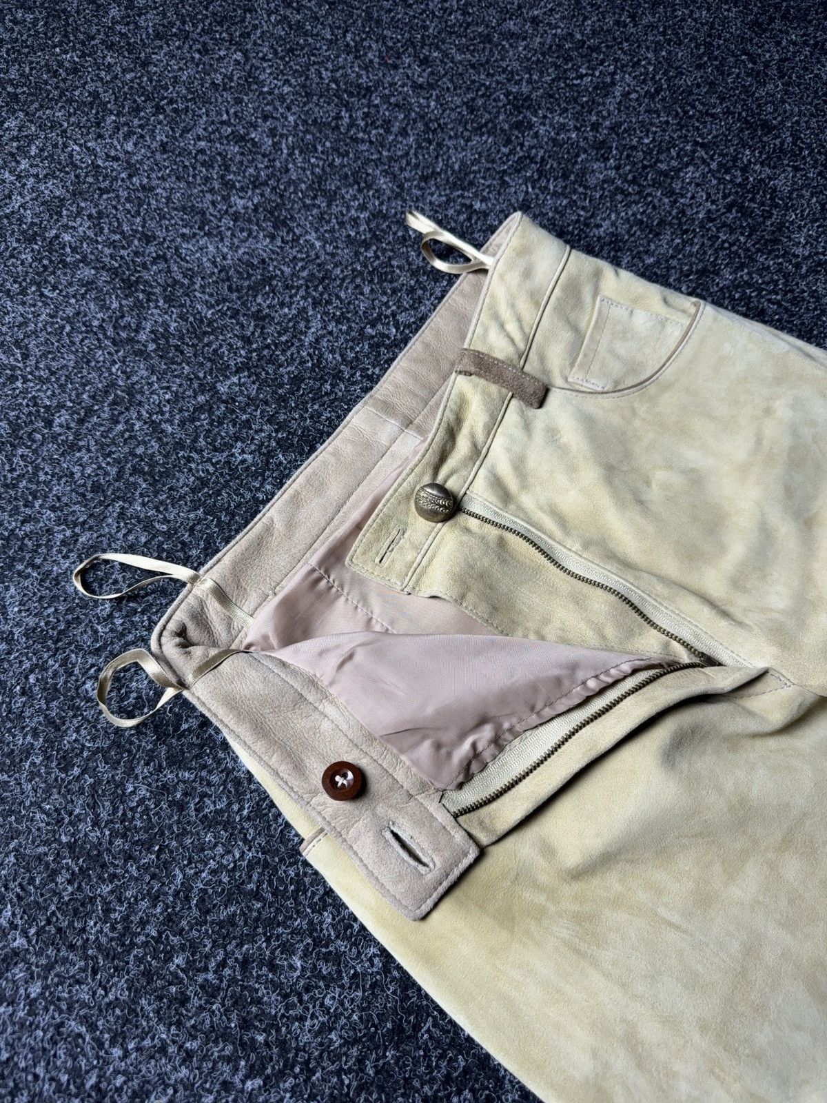Genuine Leather Vintage 90s Western USA Soln Beige Suede Leather Pants EU38 Size 28" / US 6 / IT 42 - 10 Thumbnail