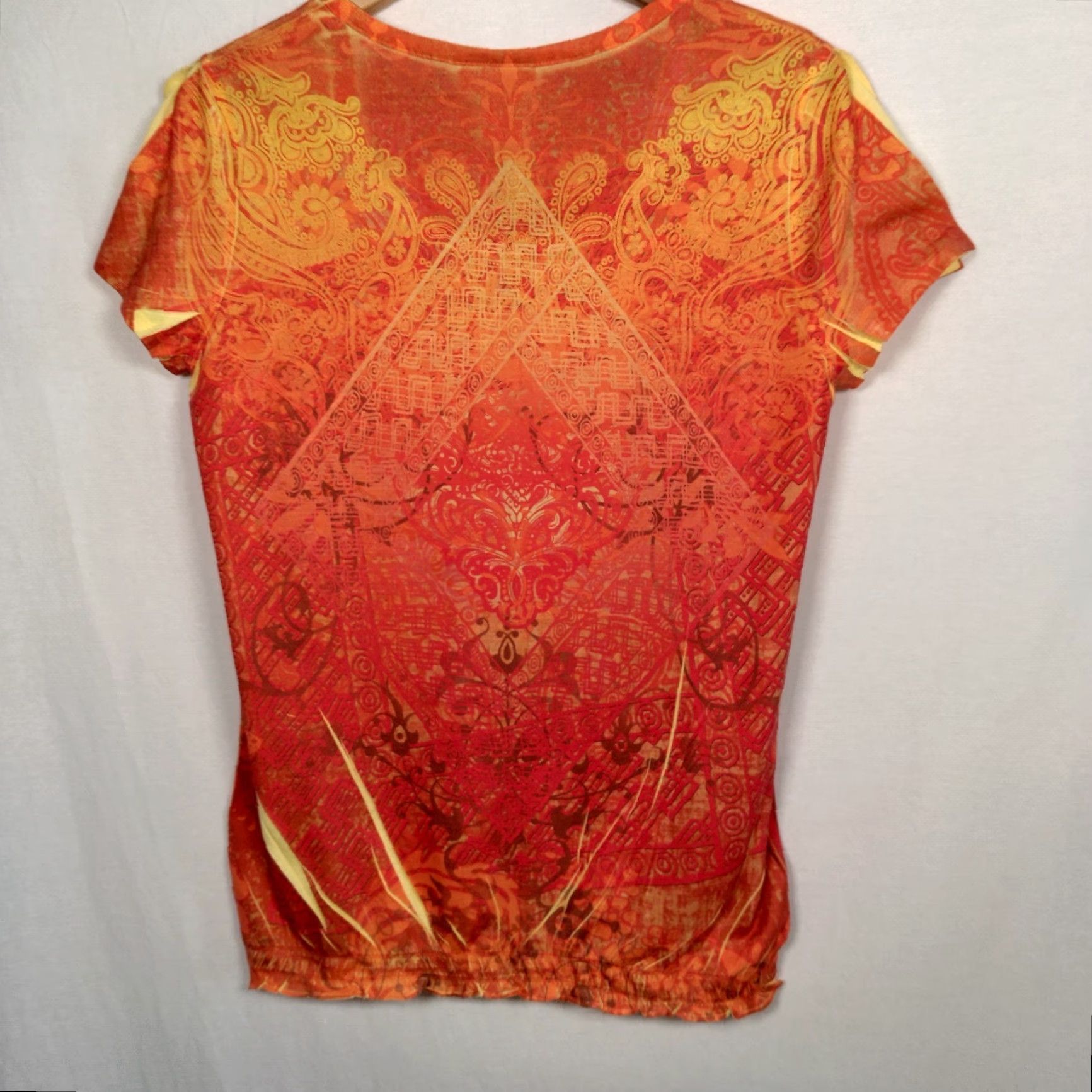 Vintage Loop 18 Shirt 9/11 Orange Yellow Graphic Geometric Print Studded Vintage Y2K Size US M / EU 48-50 / 2 - 2 Thumbnail