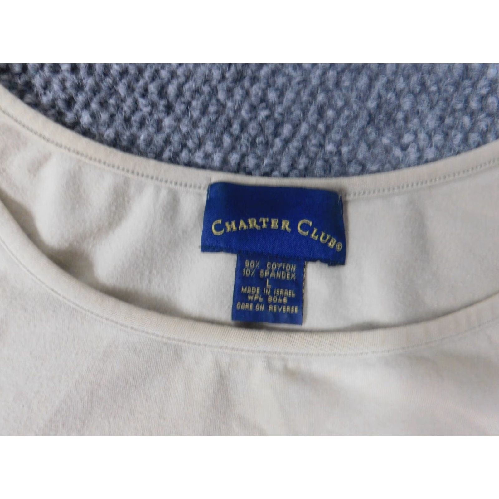 Charter Club Charter Club Womens Shirt L Beige Crew Neck Short Sleeve Pullover Stretch Casual Blouse Basic T-Shirt Size L / US 10 / IT 46 - 6 Thumbnail