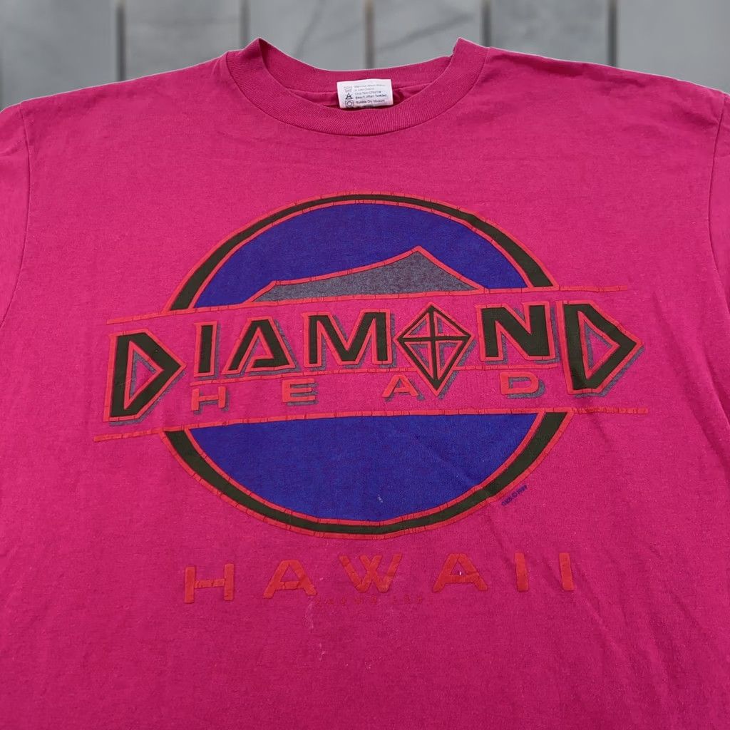 Hanes VINTAGE Diamond Head T-Shirt Mens L Pink Hawaii Scenic Graphic Tee Hanes 90s USA Size US L / EU 52-54 / 3 - 1 Thumbnail