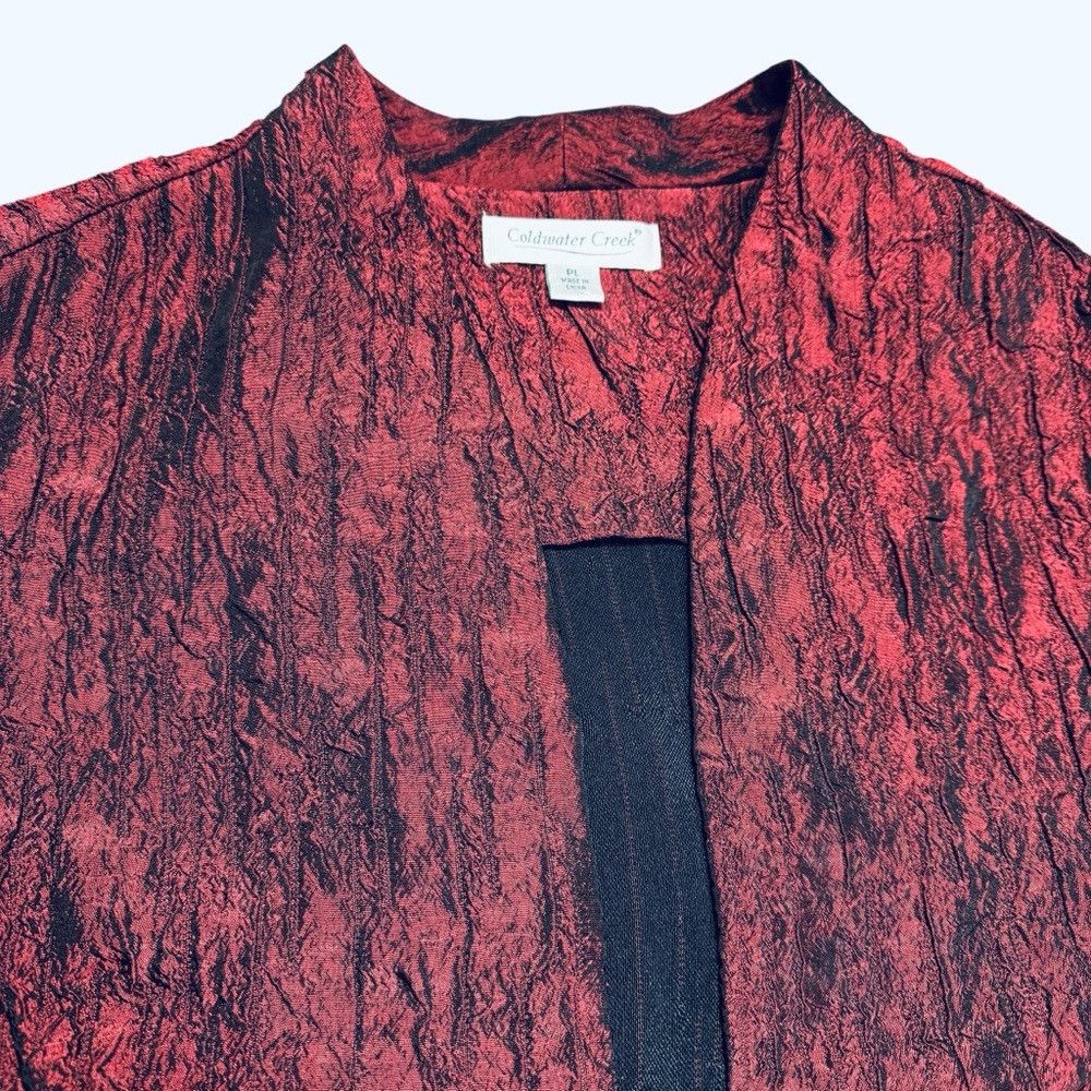Coldwater Creek Coldwater Creek Red Crinkle Open Front Jacket Size L Petite Size L / US 10 / IT 46 - 9 Thumbnail