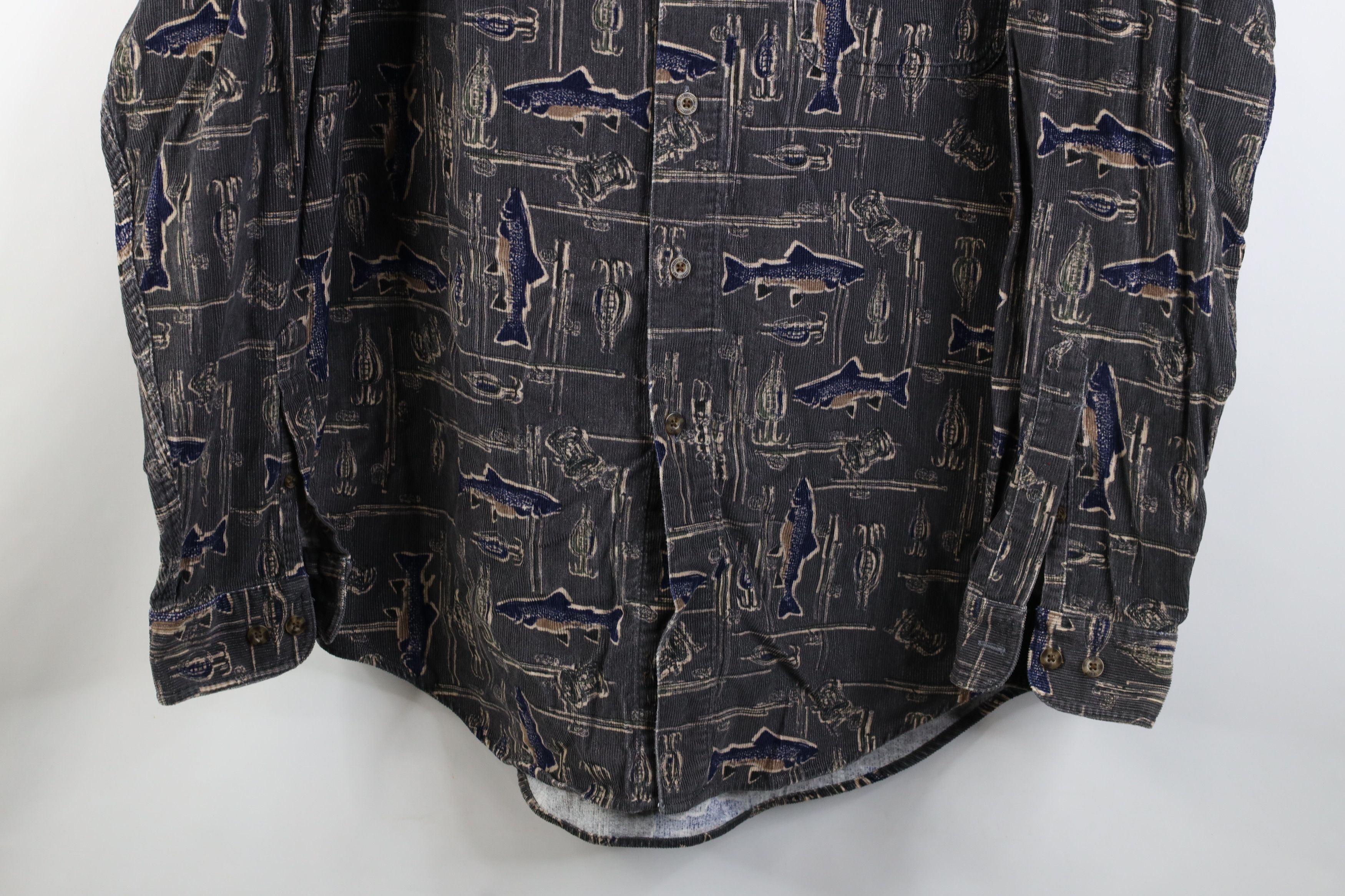 Vintage Vintage 90s Y2K Streetwear Print Corduroy Button Down Shirt Size US L / EU 52-54 / 3 - 3 Thumbnail