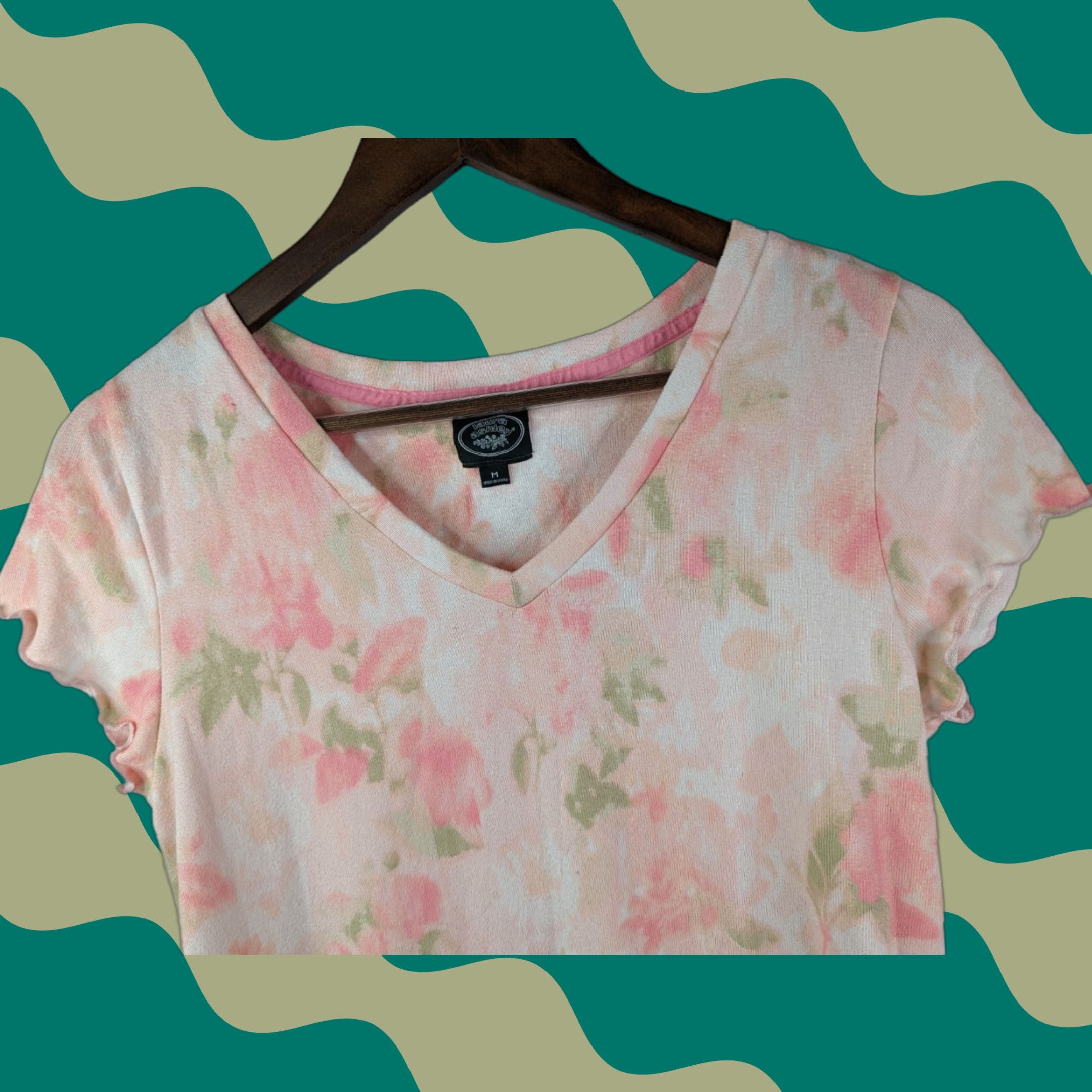 Laura Ashley Laura Ashley Pajamas Shirt Sleepshirt Women's Medium Pink Floral V-Neck Short Sleeve Pullover Polyester/Cotton Dream Shirt Womens Size ONE SIZE - 1 Thumbnail