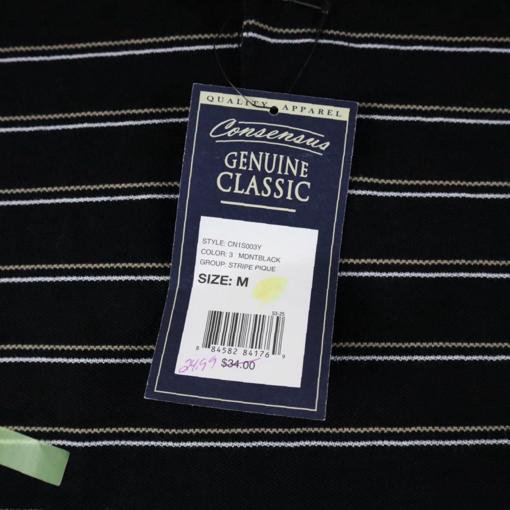 Vintage Consensus Polo Shirt Mens Medium Golf Casual Knit Black Striped Short Sleeve Size US M / EU 48-50 / 2 - 3 Thumbnail