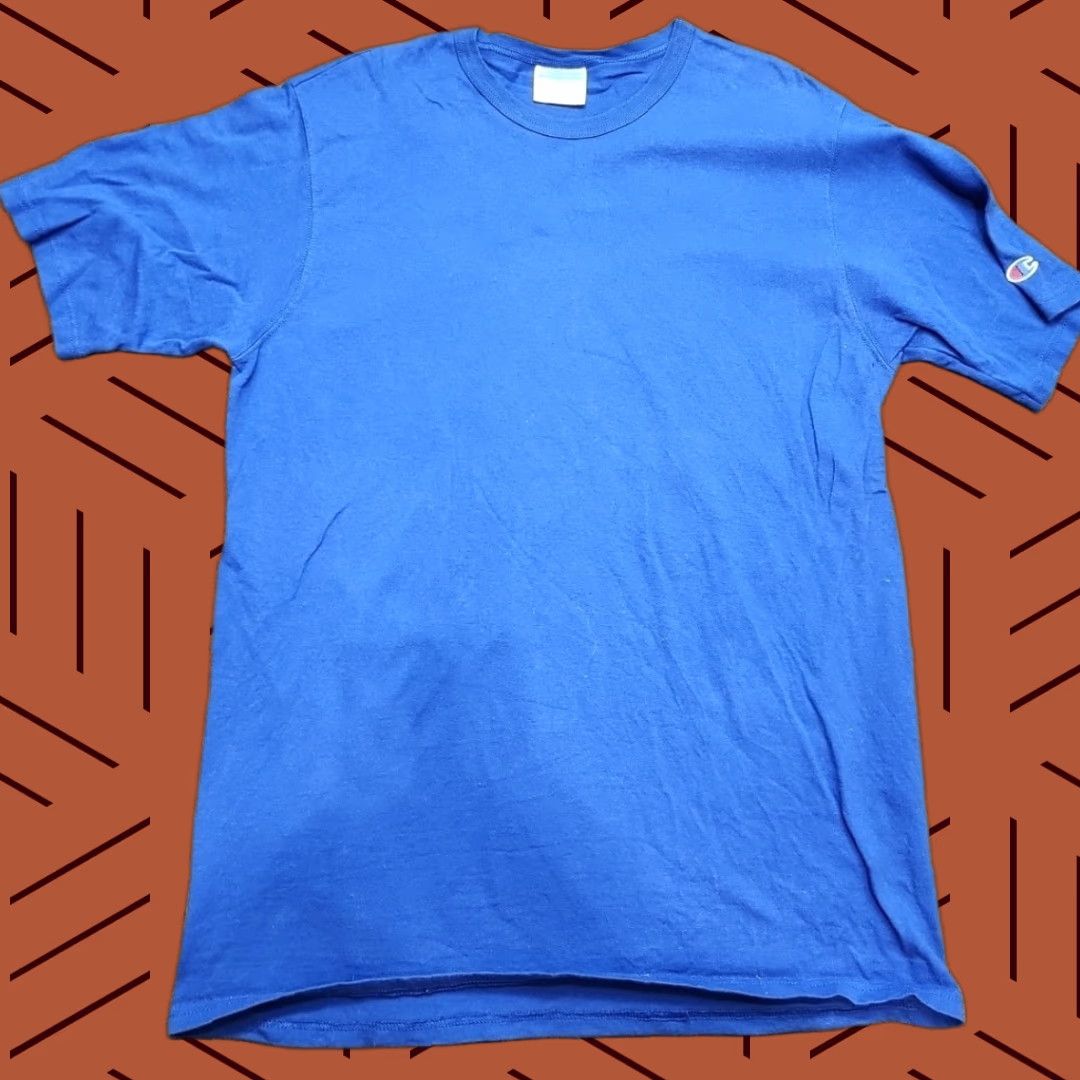 Champion VINTAGE Champion T-Shirt Men XL Blue 90s Solid Crew Neck Short Sleeve Cotton All Seasons Sportswear Size US XL / EU 56 / 4 - 1 Thumbnail