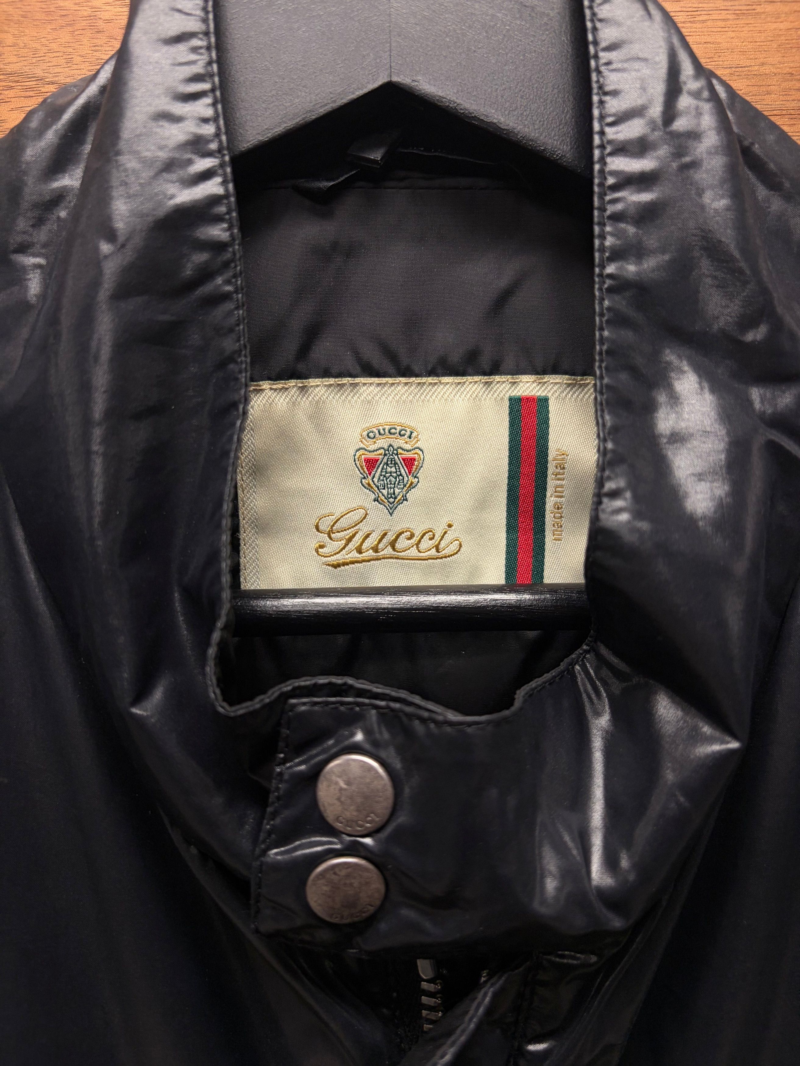 Gucci Gucci Waxed Black Vinyl Drivers Jacket with Striped Ribbing Size US S / EU 44-46 / 1 - 3 Thumbnail