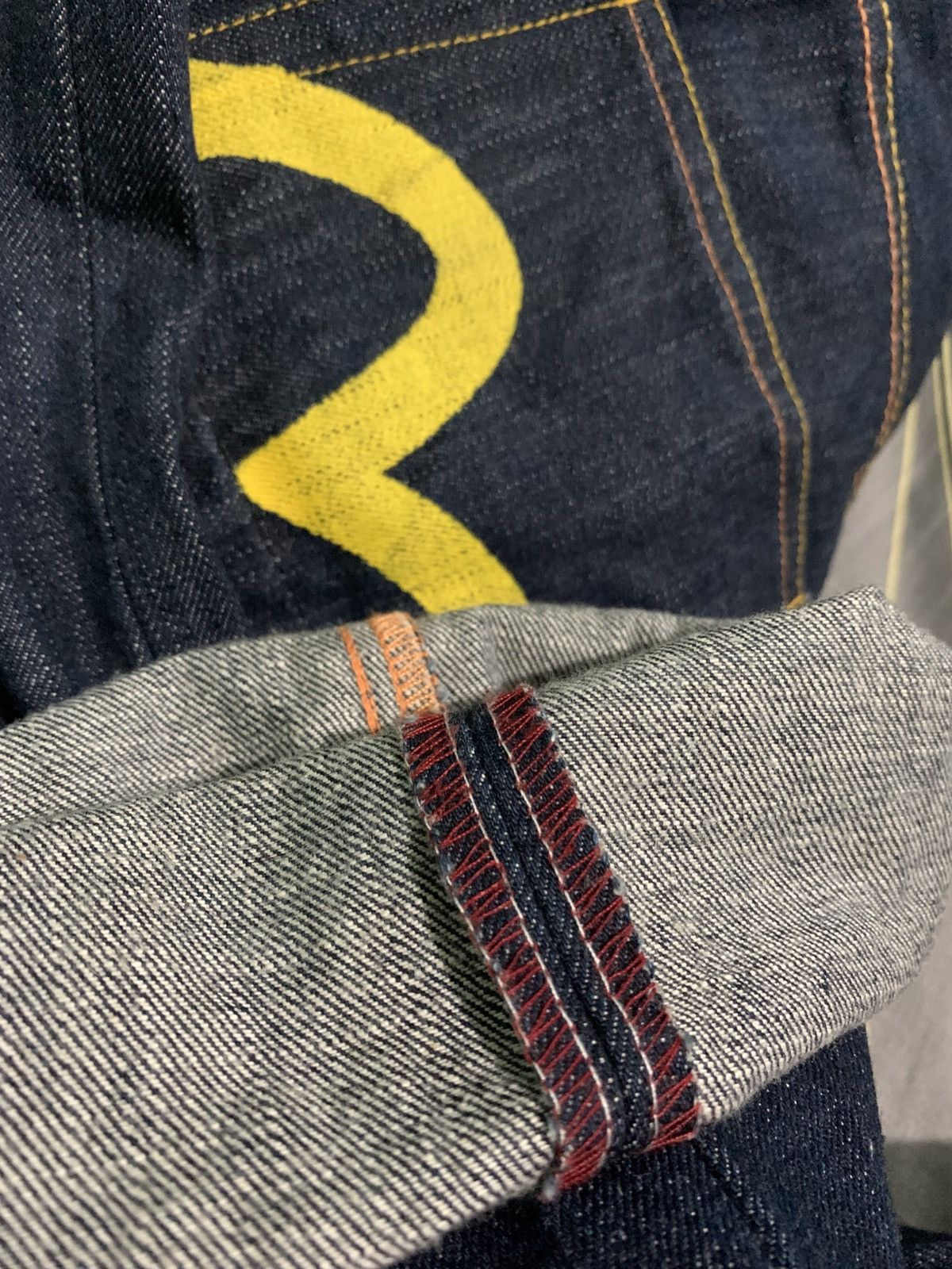 Evisu Evisu Lot 2001 Yellow Seagull Logo Jeans Size US 33 - 10 Thumbnail