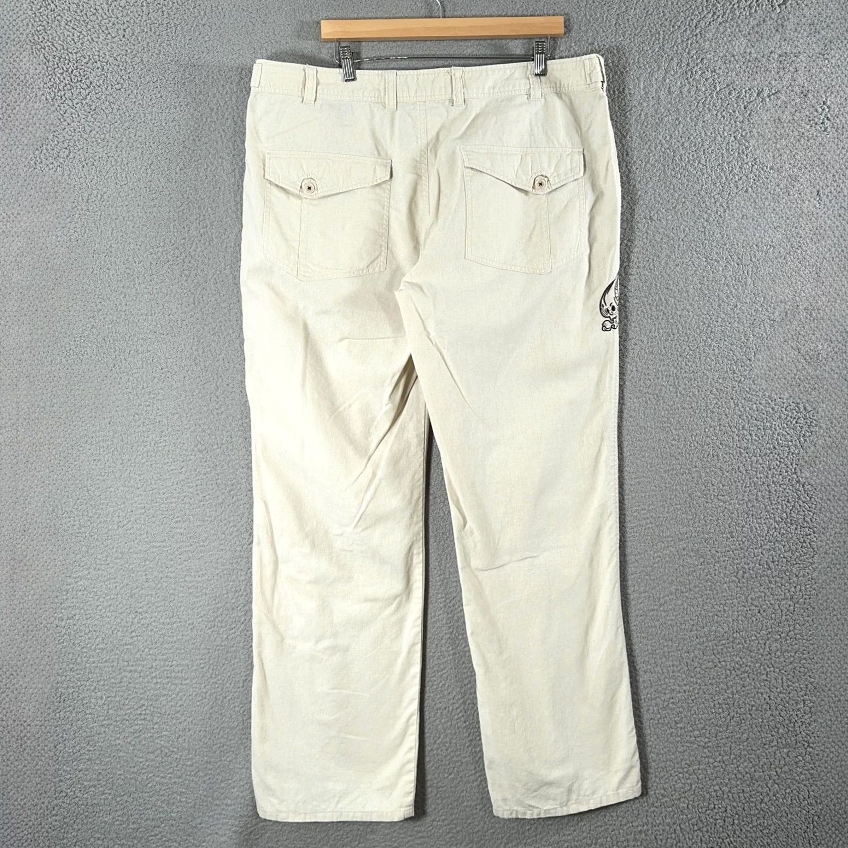Vintage VINTAGE Artful Dodger Embroidered Linen Pants Mens 40 Beige Koi Fish 41x33 Size US 40 / EU 56 - 3 Thumbnail