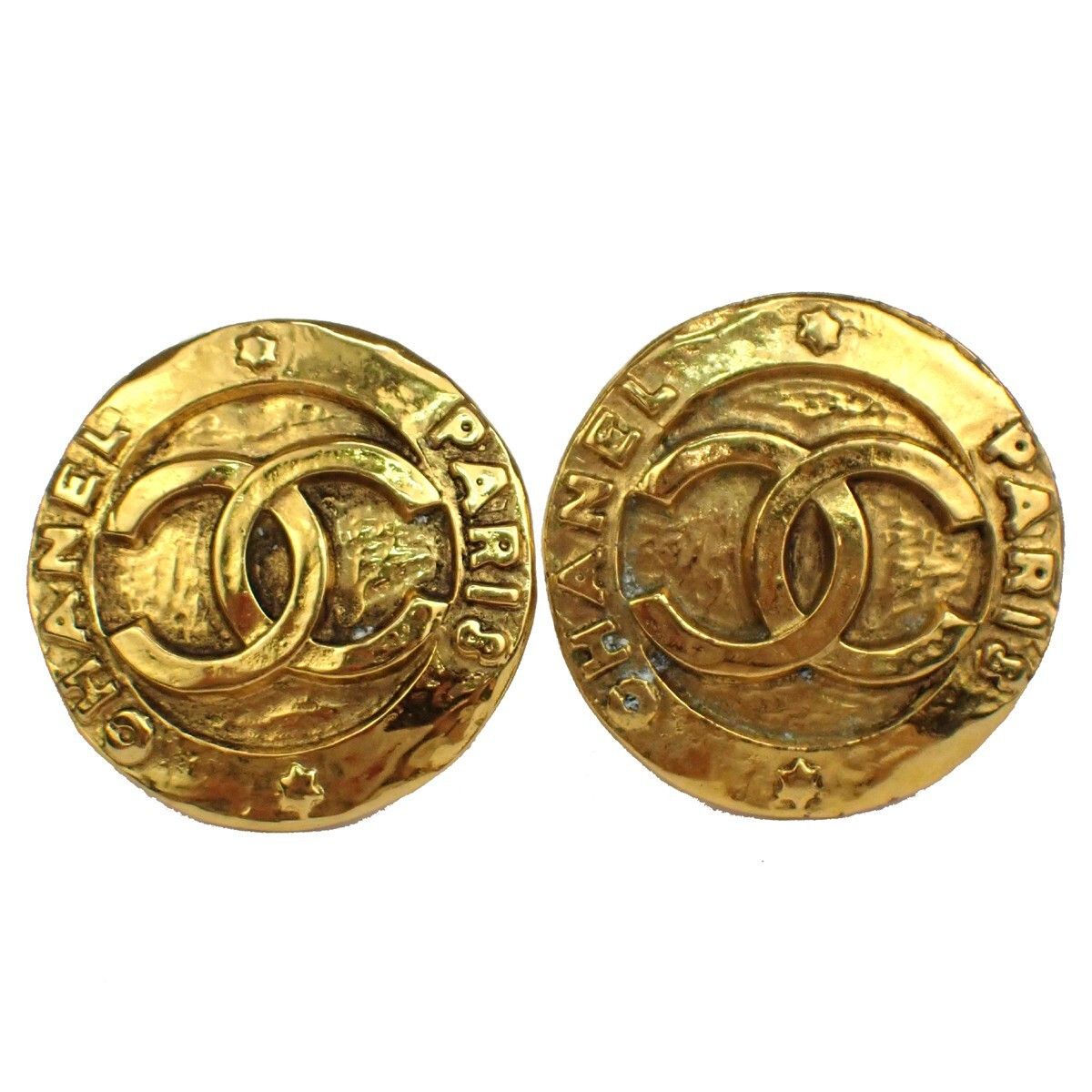 Chanel Chanel Vintage CC Round Button Clip-On Earrings Metal Size ONE SIZE - 1 Thumbnail