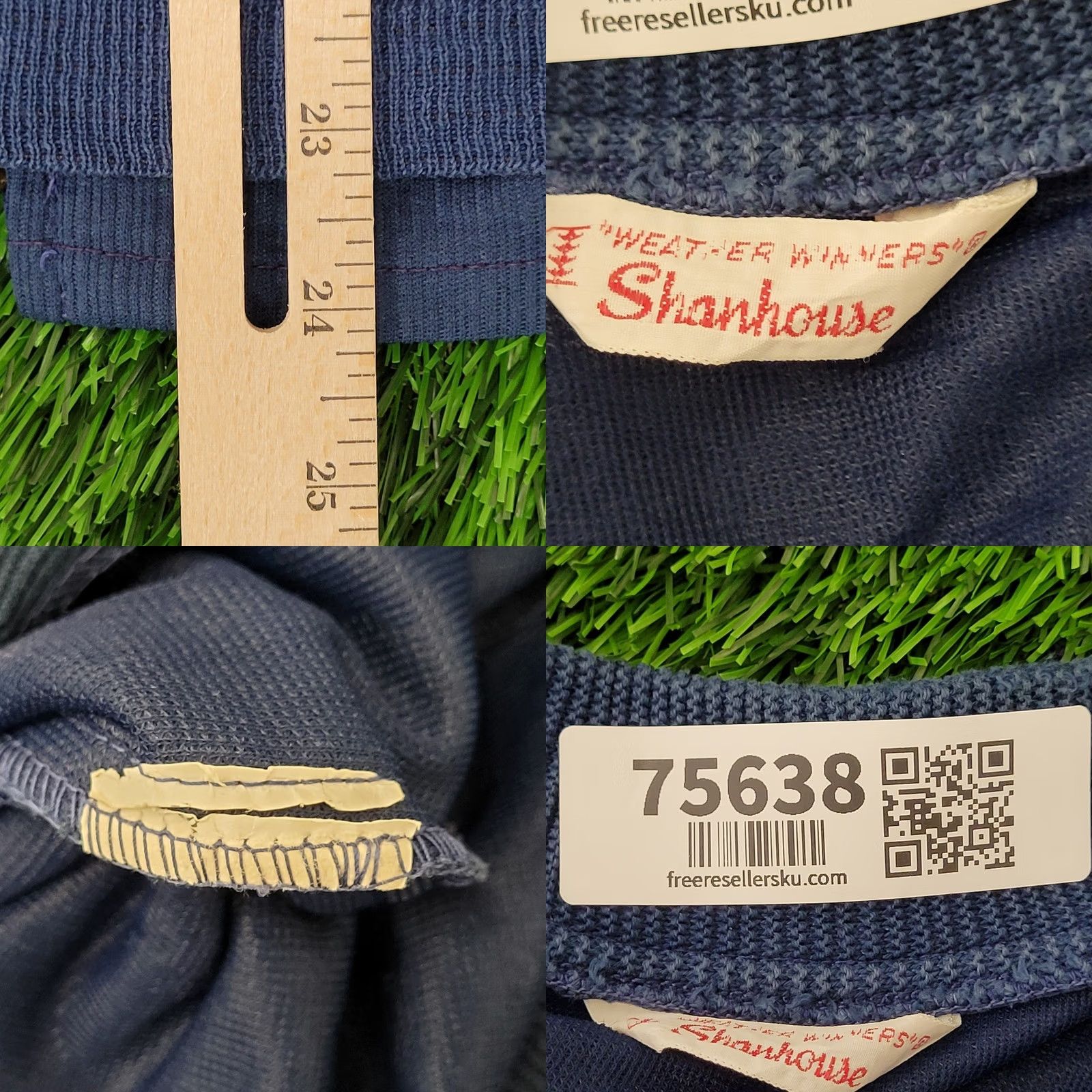 Vintage VINTAGE Shanhouse Jacket Navy Blue Ribbed Bomber Style S/M USA Made Serval Zipper Sl as Pockets 60s 1950s Mens Coat Shirt Jacket Clothing Size US M / EU 48-50 / 2 - 8 Thumbnail