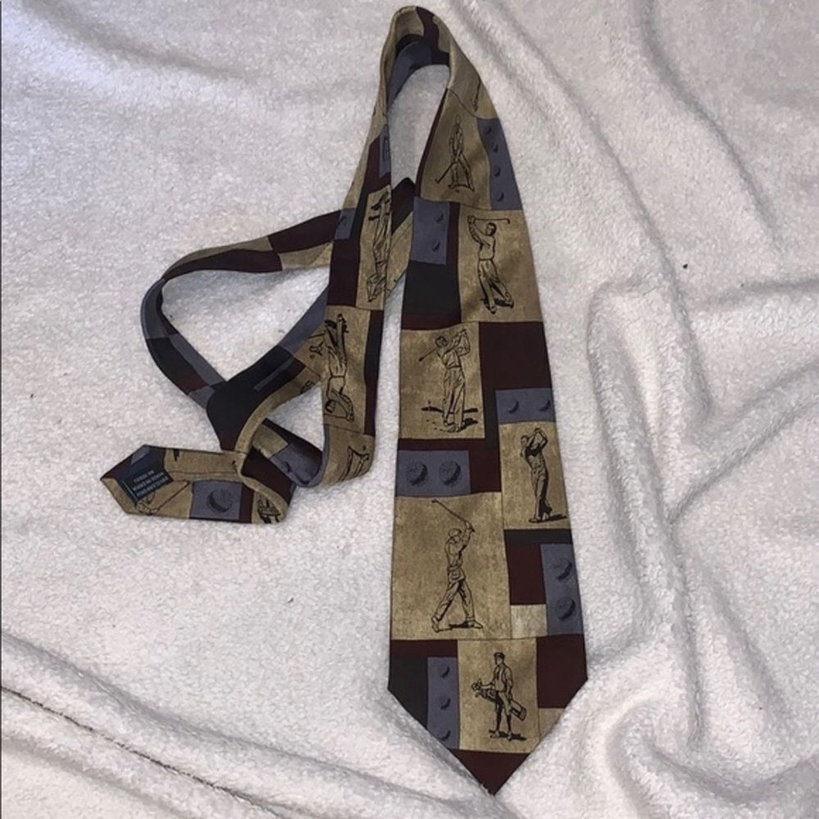 Other Larson Vintage Golfer Necktie in Maroon and Tan | Sz OS Size ONE SIZE - 2 Thumbnail