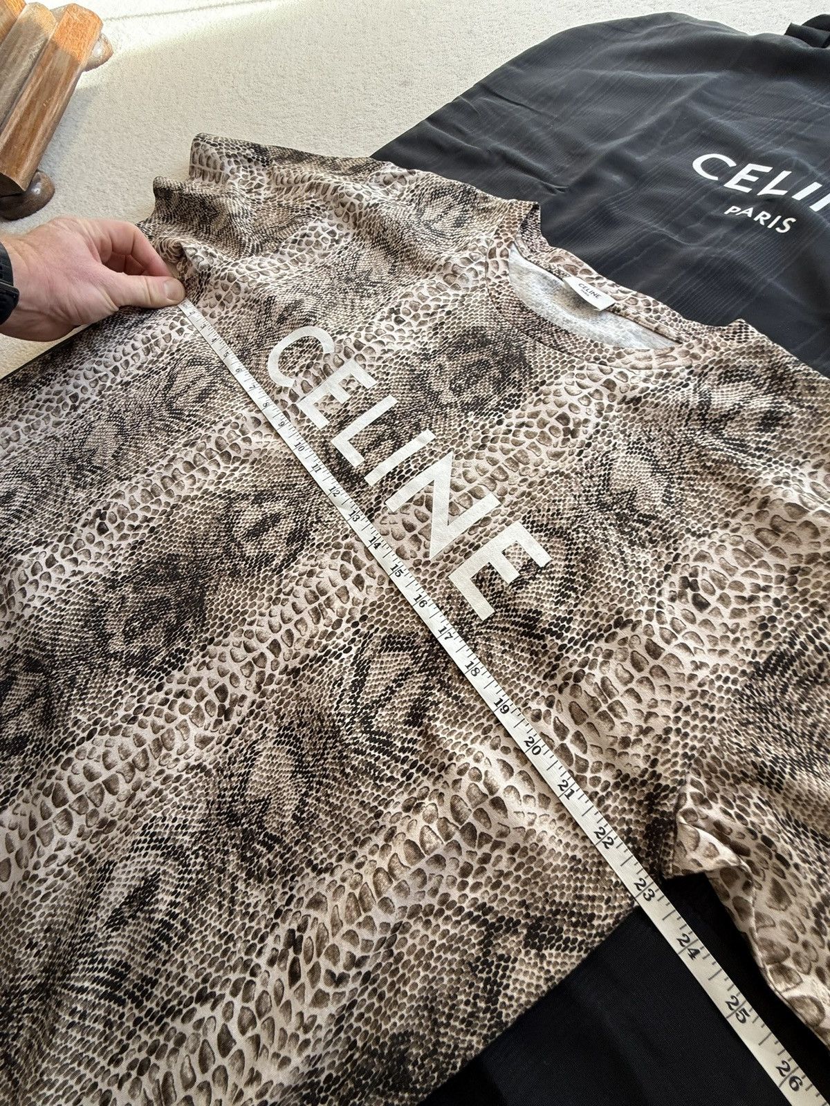 Celine Rare Celine snakeskin logo T shirt Hedi Slimane grail L BNWT Size US L / EU 52-54 / 3 - 6 Thumbnail
