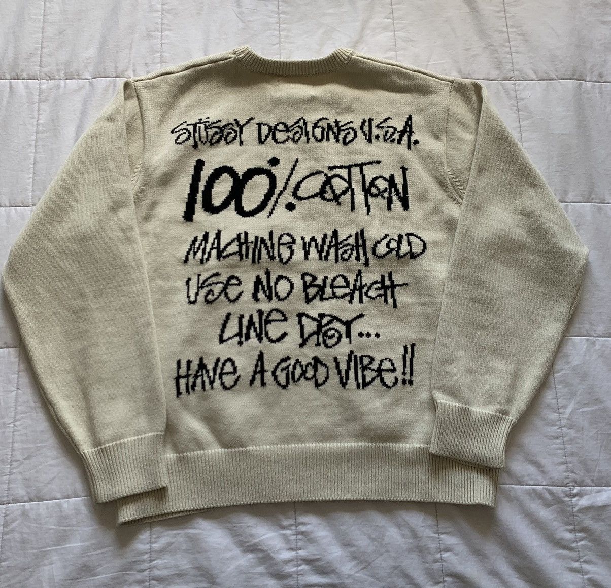 Stussy Stüssy Care Label Knit Sweater Natural | Grailed