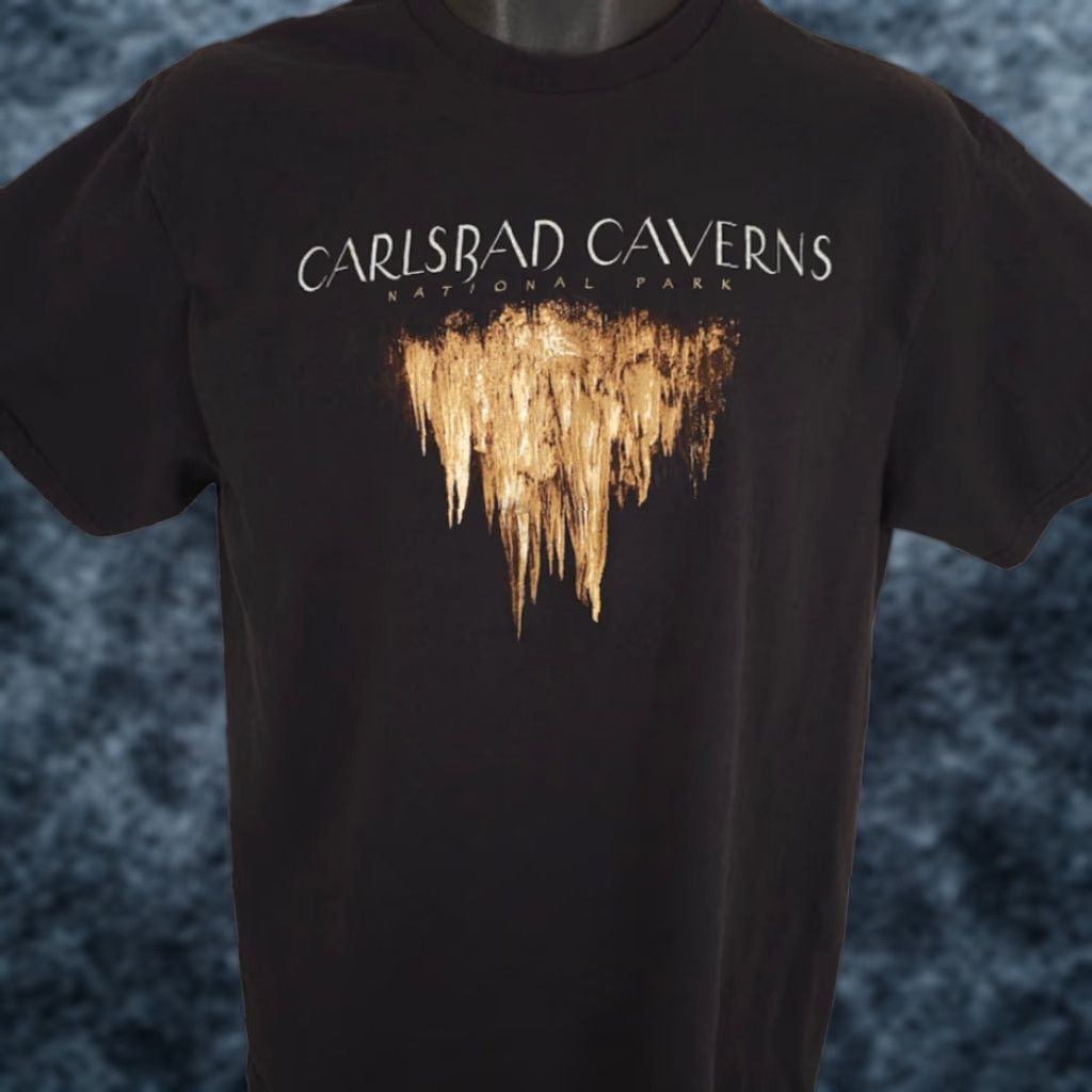 Delta VINTAGE Carlsbad Caverns T Shirt Mens Size Medium Black National Park Travel Tee Size US M / EU 48-50 / 2 - 1 Thumbnail