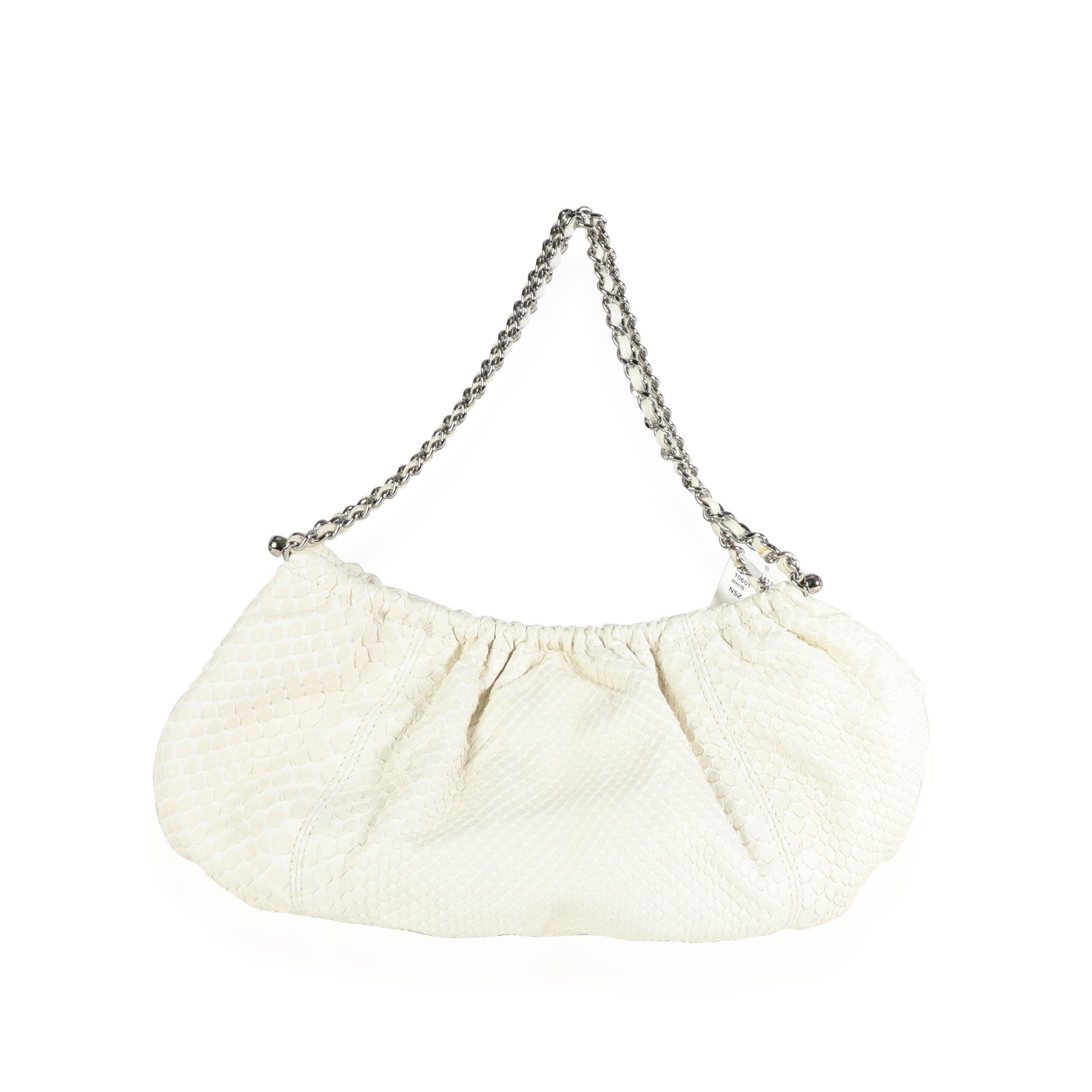 image of Chanel White Matte Python Chain Hobo Bag, Women's
