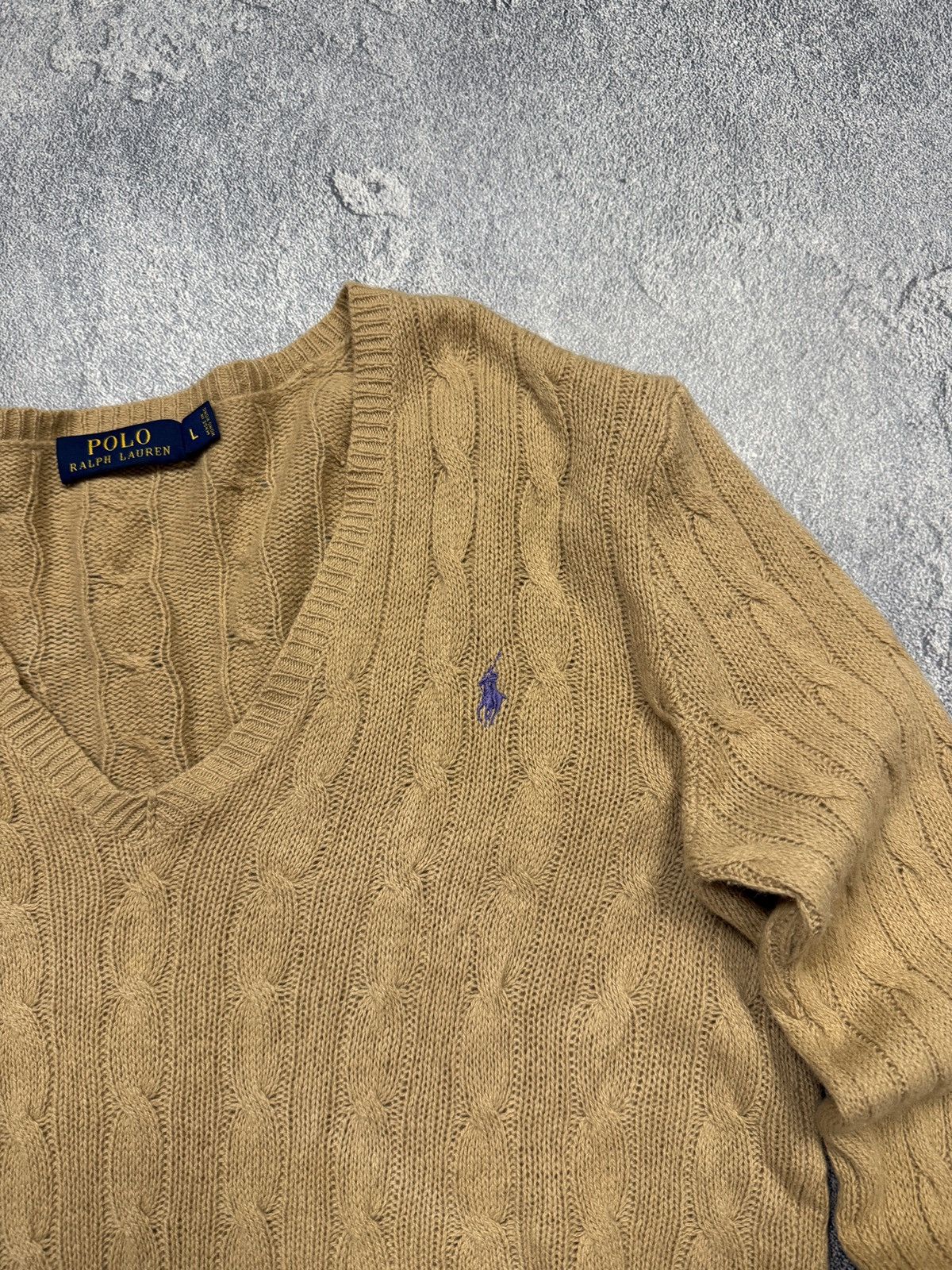 Polo Ralph Lauren Polo Ralph Lauren V-Neck Cable Knitwear Sweater Vintage Size US L / EU 52-54 / 3 - 2 Thumbnail