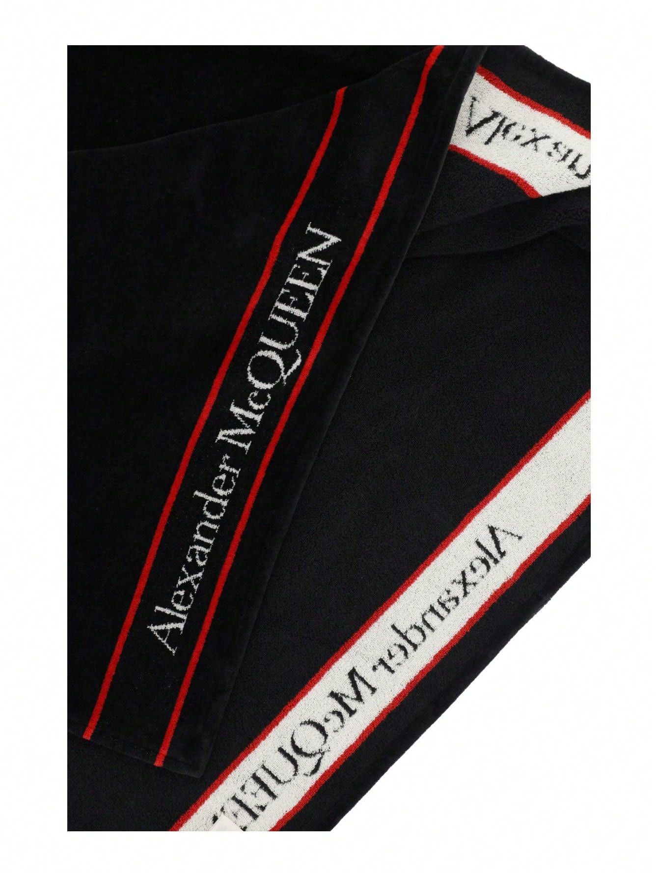 Alexander McQueen o1w1db10725 Size: OS/Selvedge Beach Towel in Black Size ONE SIZE - 3 Thumbnail