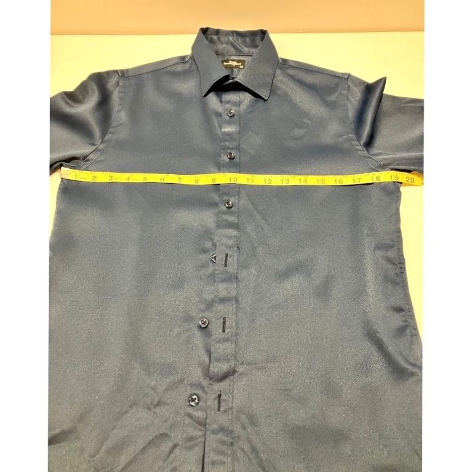 Vintage Smith Mills Long Sleeve Dress Shirt Navy Blue Mens XS Size 34R - 6 Thumbnail