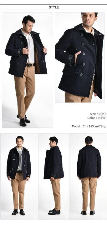 Nigel Cabourn 🔥VINTAGE NIGEL CABOURN LEATHER DETAILING MILITARY PEA COAT Size US M / EU 48-50 / 2 - 7 Thumbnail