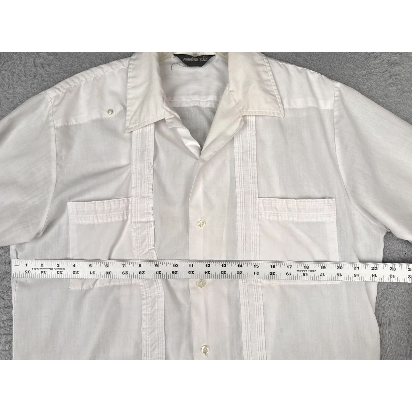 Vintage Weekender Shirt Mens Large White Short Sleeve Guayabera Button Pockets Casual Size US L / EU 52-54 / 3 - 7 Thumbnail