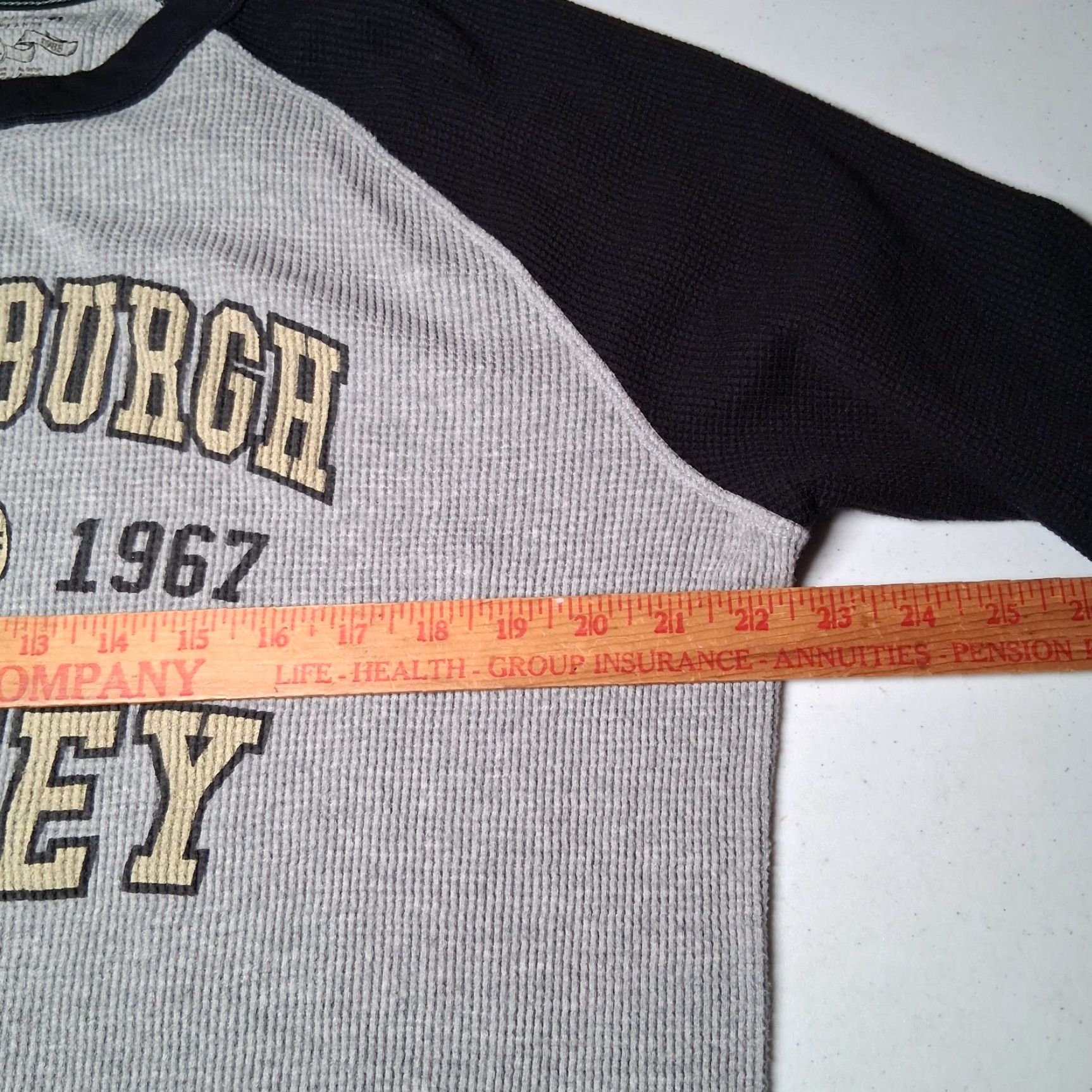 Vintage Pittsburgh Hockey Thermal Shirt Men XL Gray Raglan Long Sleeve Arizona Crew Neck Athletic Sports Activewear Shirt Size US XL / EU 56 / 4 - 6 Thumbnail