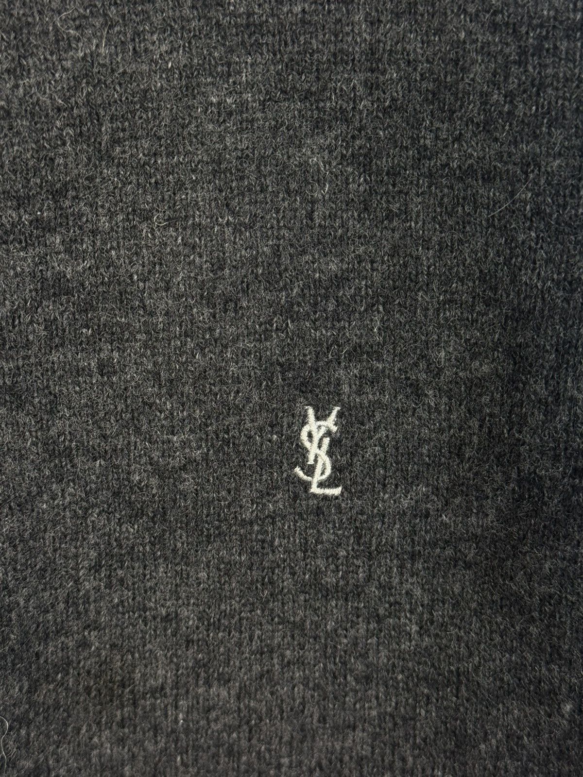 Yves Saint Laurent Wool YSL Sweater Soft Zip Grey/Beige Knitted Vintage Size US XL / EU 56 / 4 - 3 Thumbnail