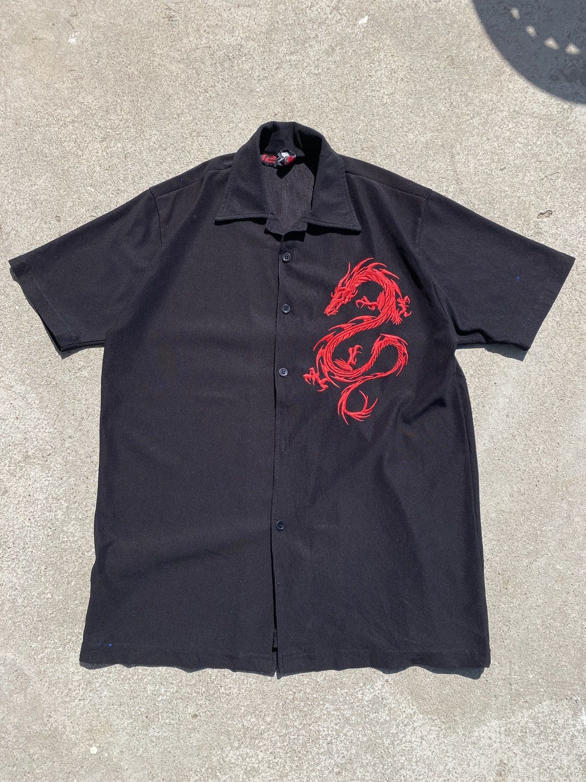 Vintage Red Embroidery Dragon Button down shirt