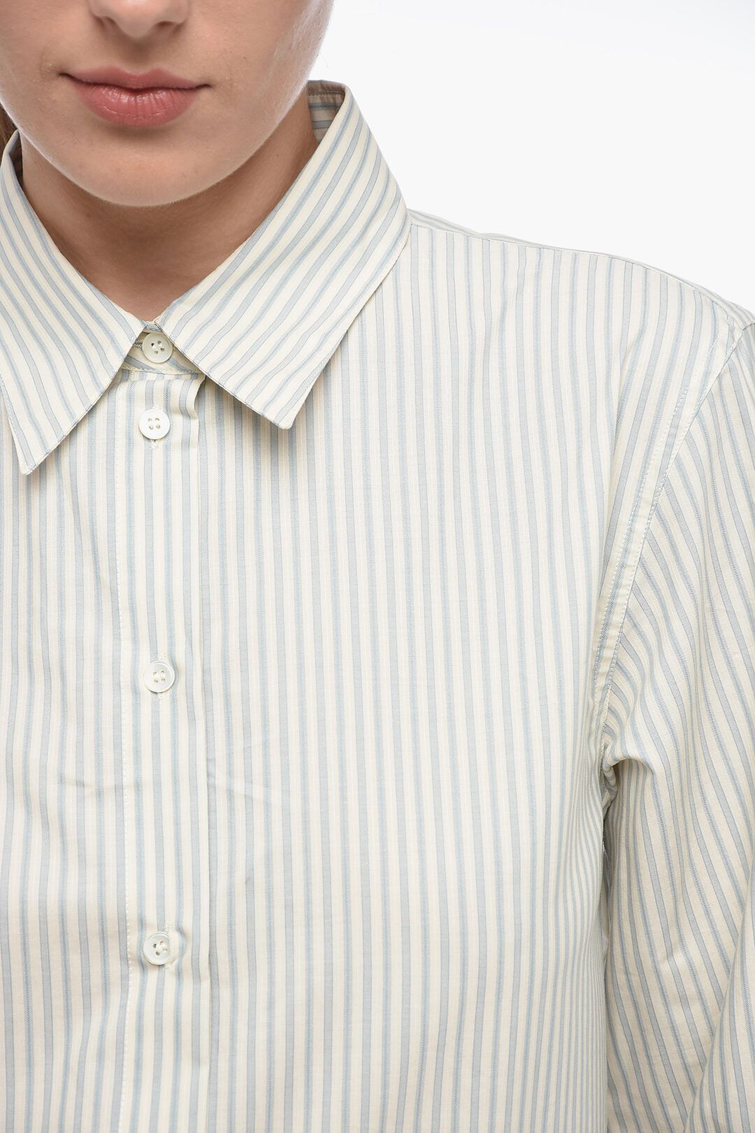 Maison Margiela og1mm1224 Balanced Stripe Cotton Shirt in Multicolor Size M / US 6-8 / IT 42-44 - 3 Thumbnail