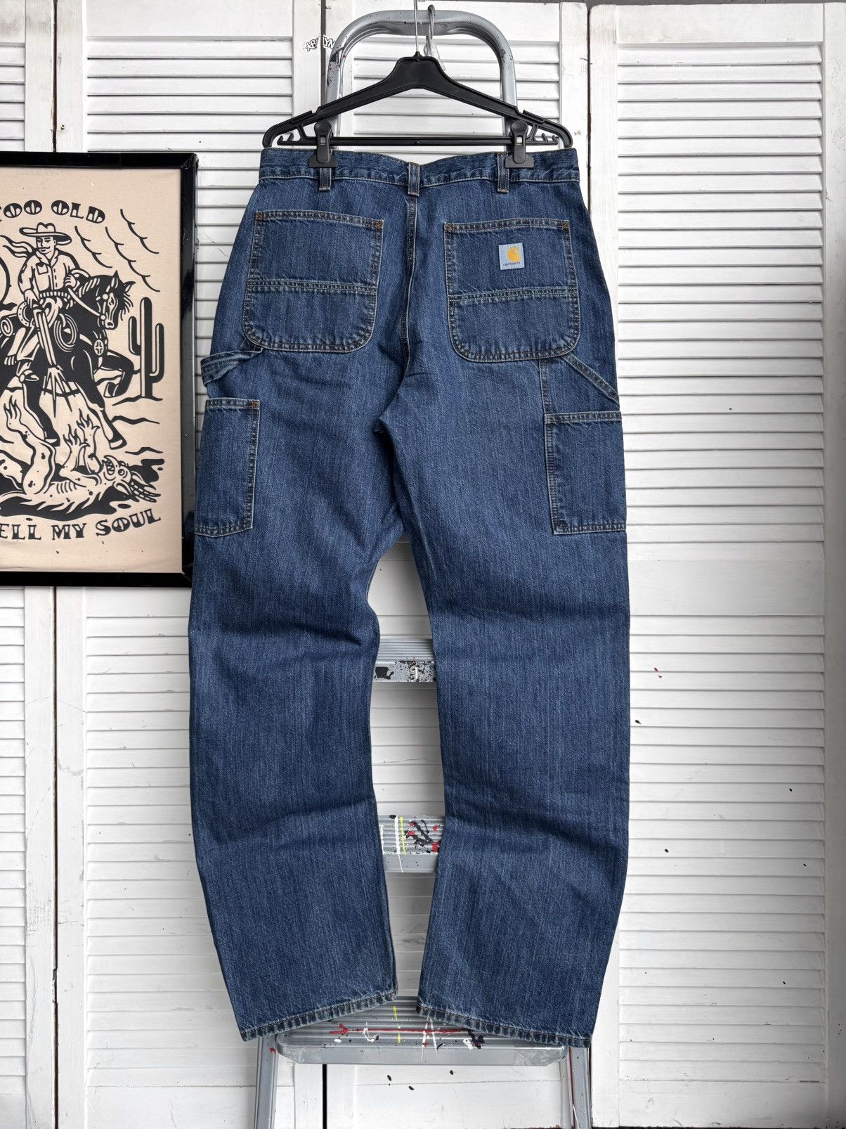 Carhartt Carhartt B04 Double Knee Loose Fit Denim Work Pants Blue Size US 33 - 1 Thumbnail