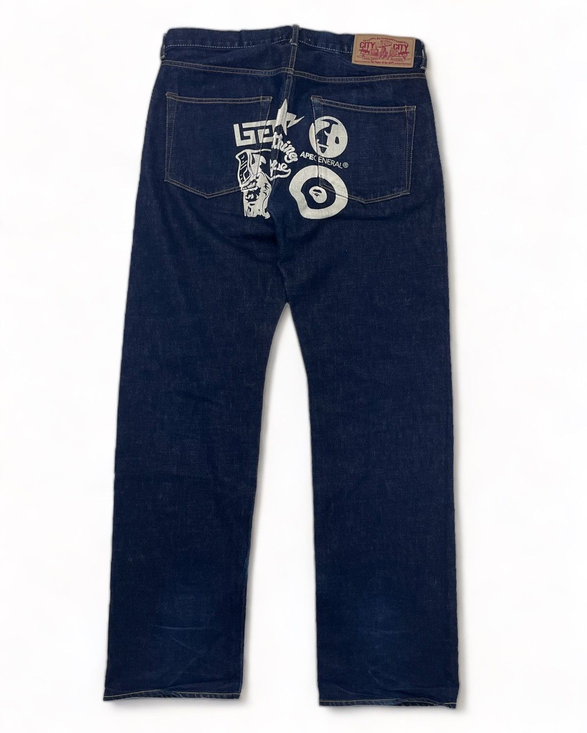 image of Bape Multi Logo Denim in Blue, Men's (Size 34)