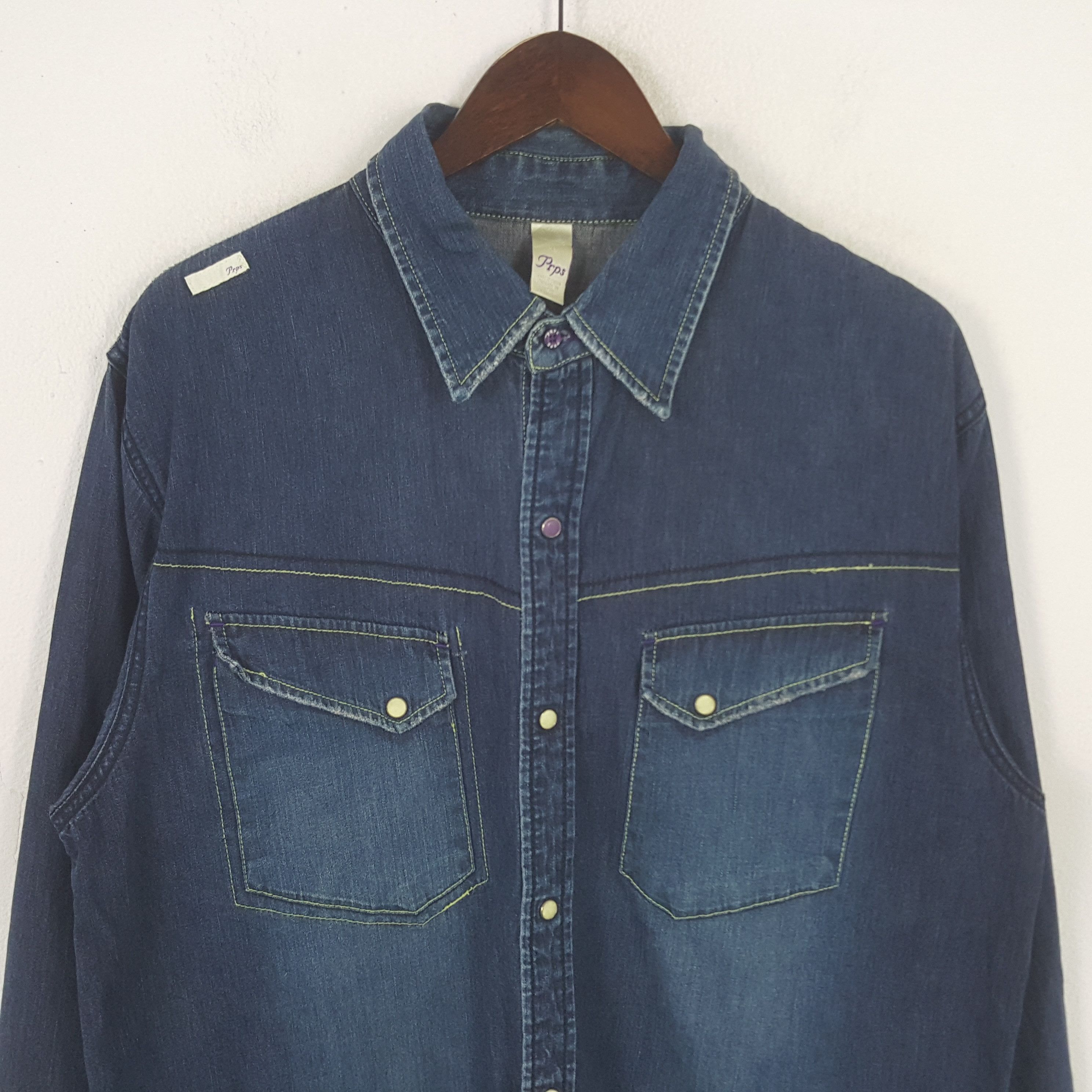 Prps Vintage PRPS Denim Button Up Shirt Size US L / EU 52-54 / 3 - 2 Thumbnail