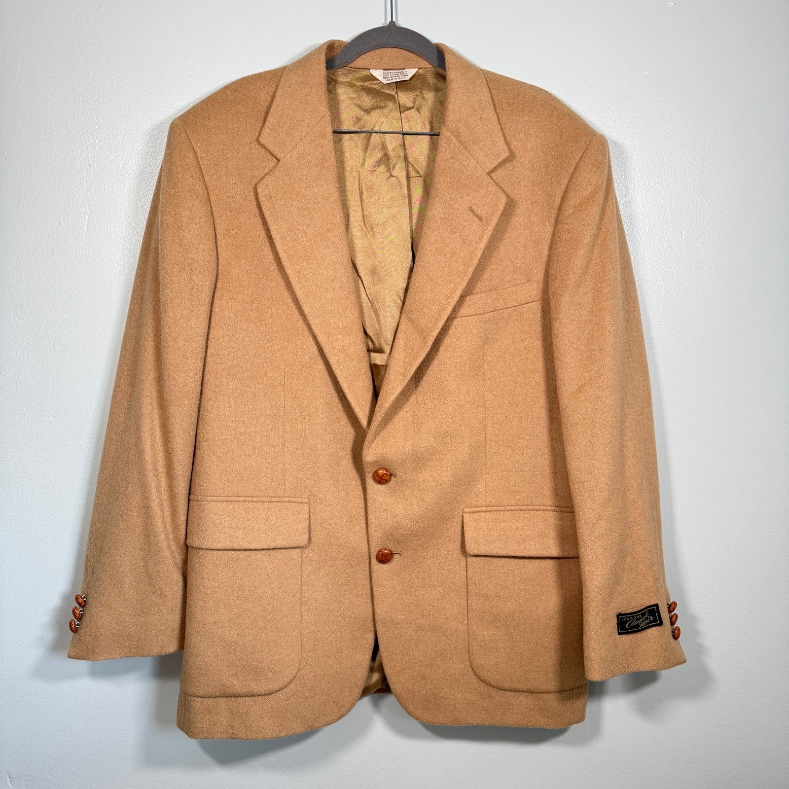 Vintage VTG Hunt Valley 100% Camel Hair Sport Coat Blazer Mens 44R Size 44R - 1 Thumbnail