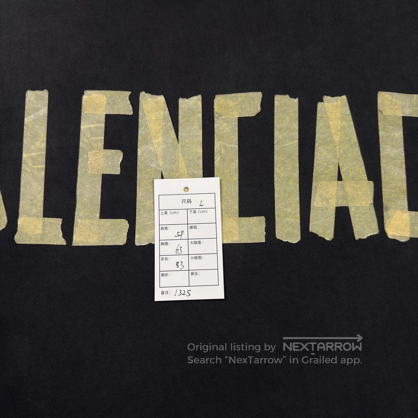 Balenciaga Balenciaga Yellow Tape Logo Black Distressed Tee. Size US L / EU 52-54 / 3 - 6 Thumbnail