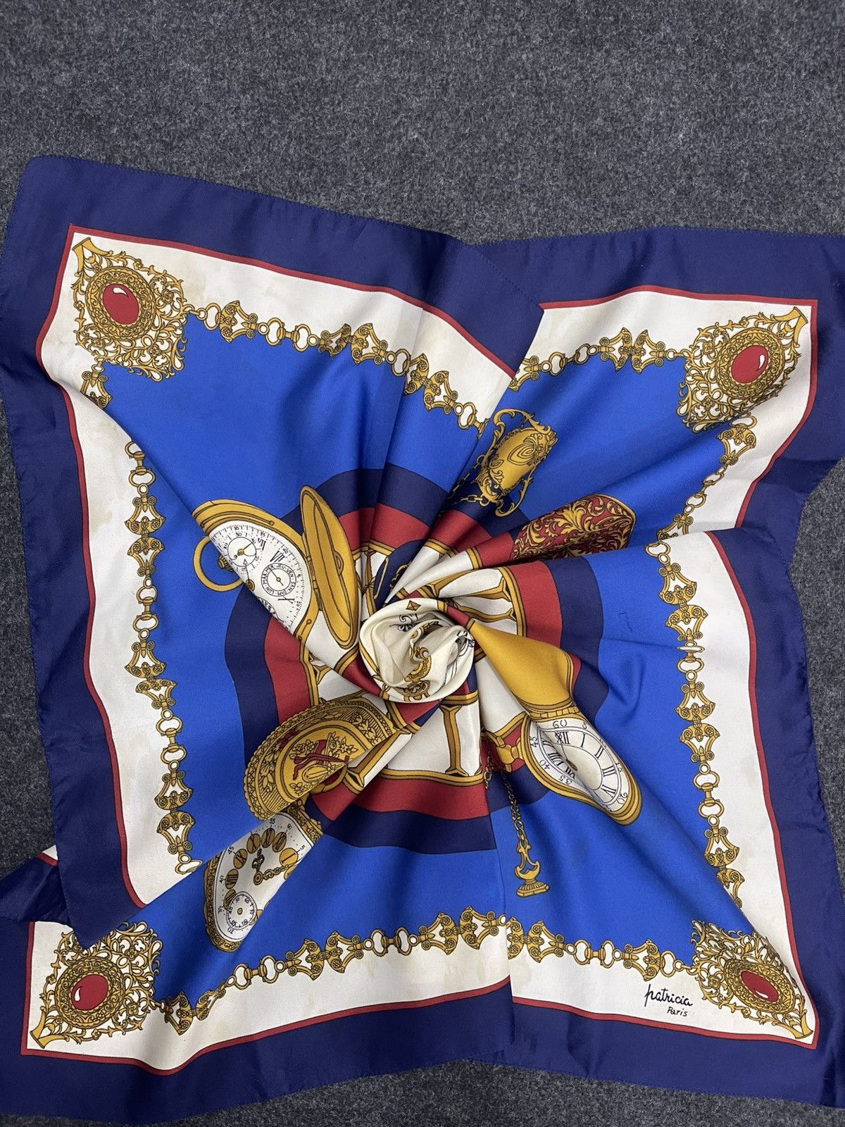 Vintage Vintage Patricia Paris Italy Monogram Scarf - Navy Size ONE SIZE - 7 Thumbnail