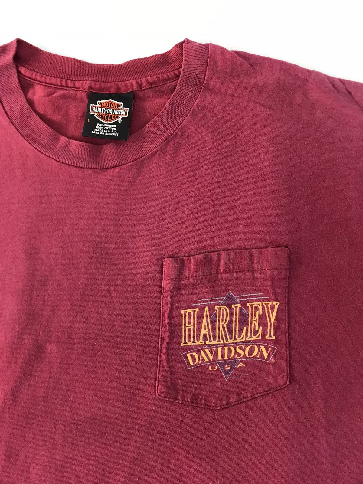 Harley Davidson × Vintage 90s Harley Davidson Low Country Single Pocket Printed Tee Size US L / EU 52-54 / 3 - 3 Thumbnail