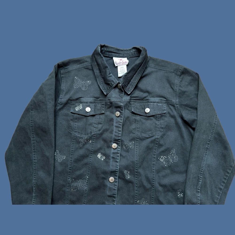 Quacker Factory VINTAGE Quacker Factory Black Denim Jacket Butterfly Women Size Large Jacket Size L / US 10 / IT 46 - 1 Thumbnail