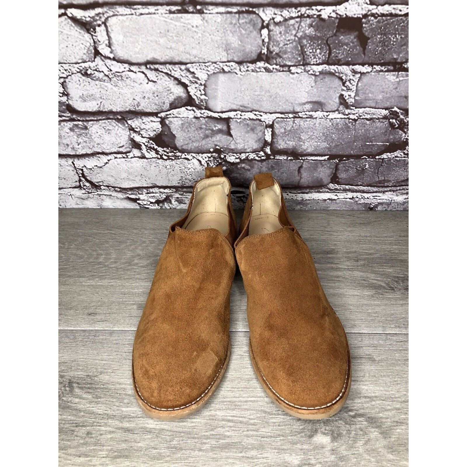 Clarks Clarks Camel Tan Suede Leather Block Heel Low Cut Booties Wo Size US 7 / IT 37 - 2 Thumbnail