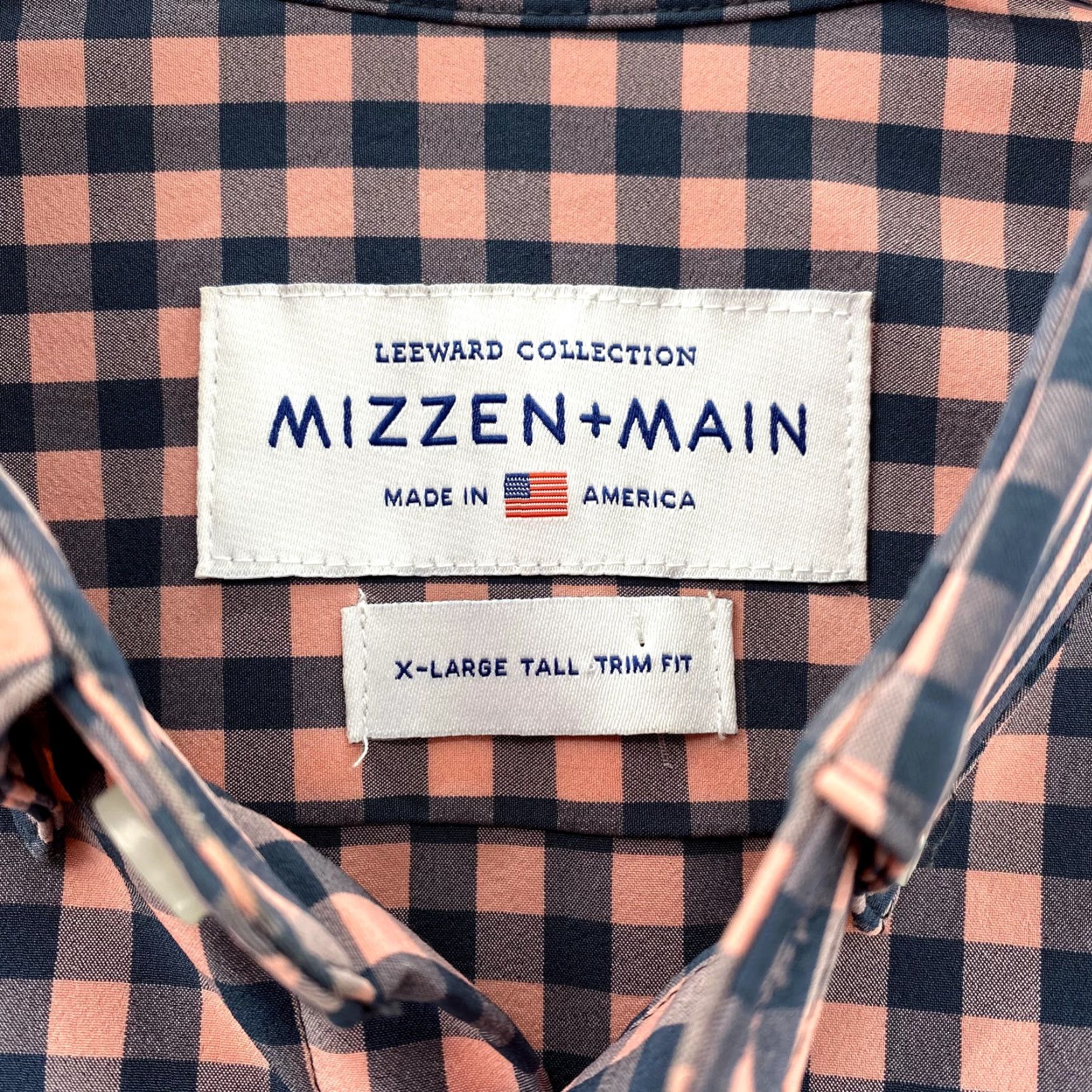 Mizzen+Main Mizzen+Main Shirt Men's X-Large Trim Fit Pink Black Gingham Leeward Collection - Button-Up Shirt Mens Slim Fit USA 90s Classic Western Business Casual Size US XL / EU 56 / 4 - 4 Thumbnail