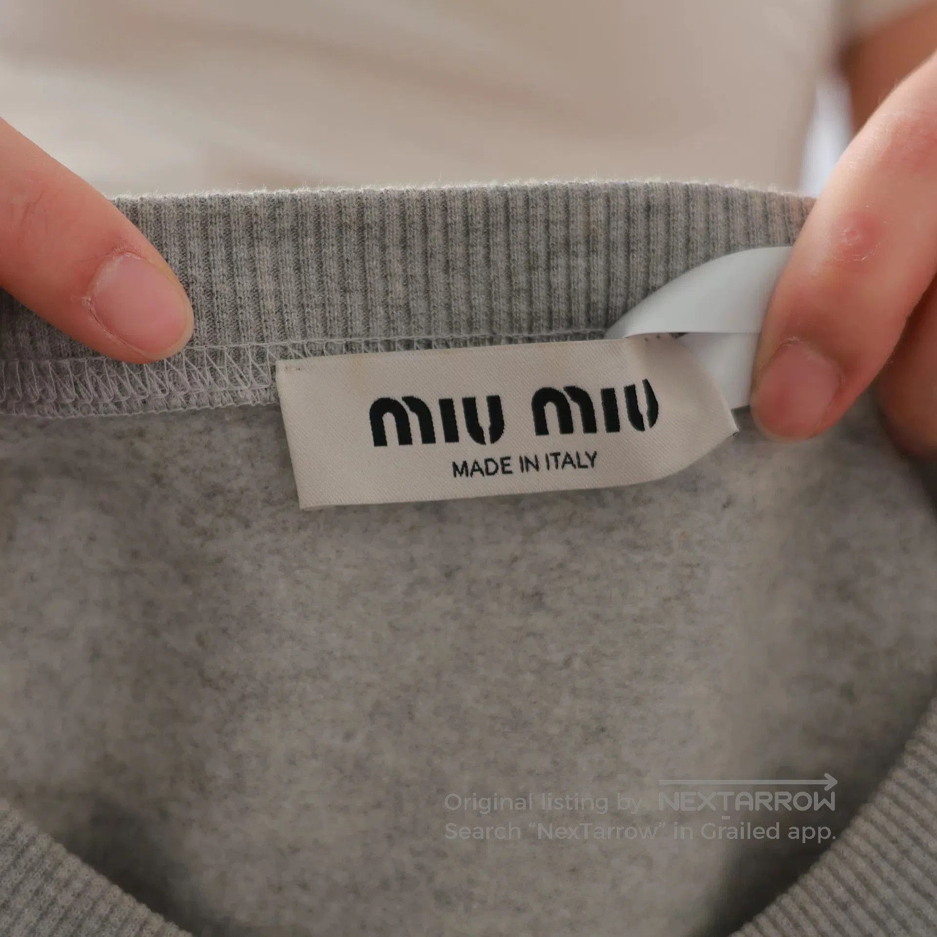 Other Miumiu Gray Cotton Rhinestone Crew Neck Tee. Size S / US 4 / IT 40 - 5 Thumbnail