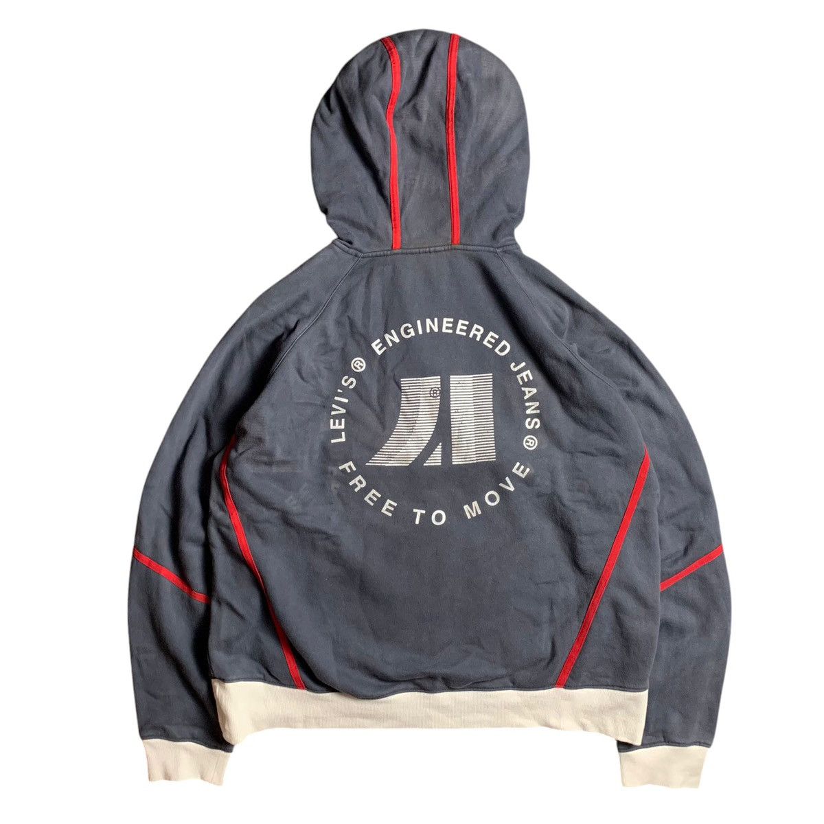 Levi's 2000s Levi’s Enginereed Jeans 1/4 Zip Hoodie Big Logo Size US L / EU 52-54 / 3 - 1 Thumbnail
