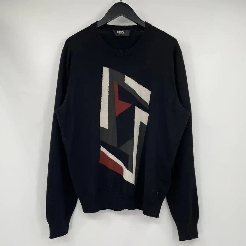 Fendi Fendi Black Men's Long Sleeve Knit Sweater 0089 Size US M / EU 48-50 / 2 - 1 Thumbnail