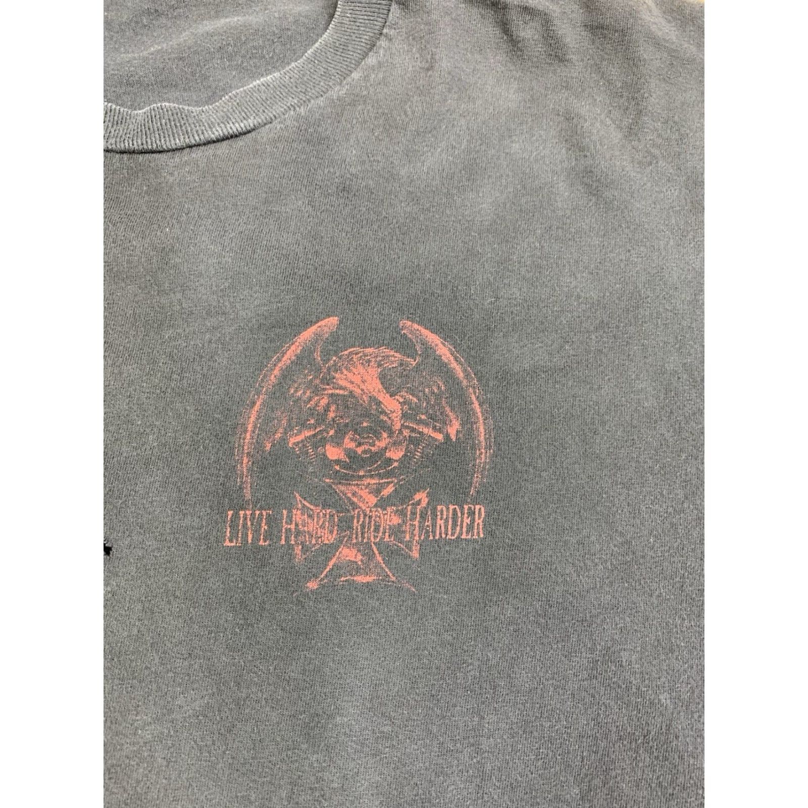 Olive Live Hard Ride Harder T Shirt Mens L Black Biker 11648 Size US L / EU 52-54 / 3 - 2 Thumbnail